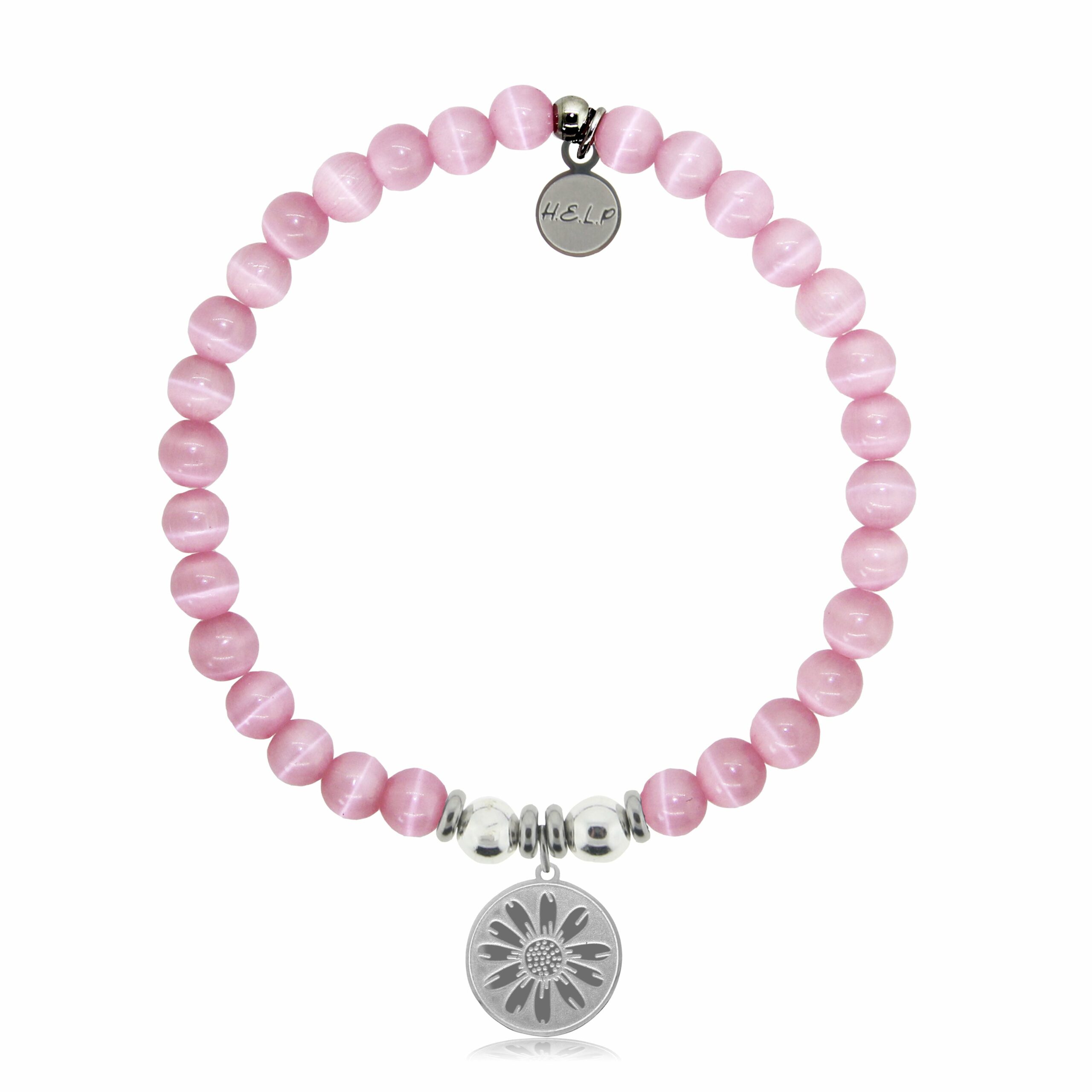 Daisy Charm with Pink Cats Eye Charity Bracelet