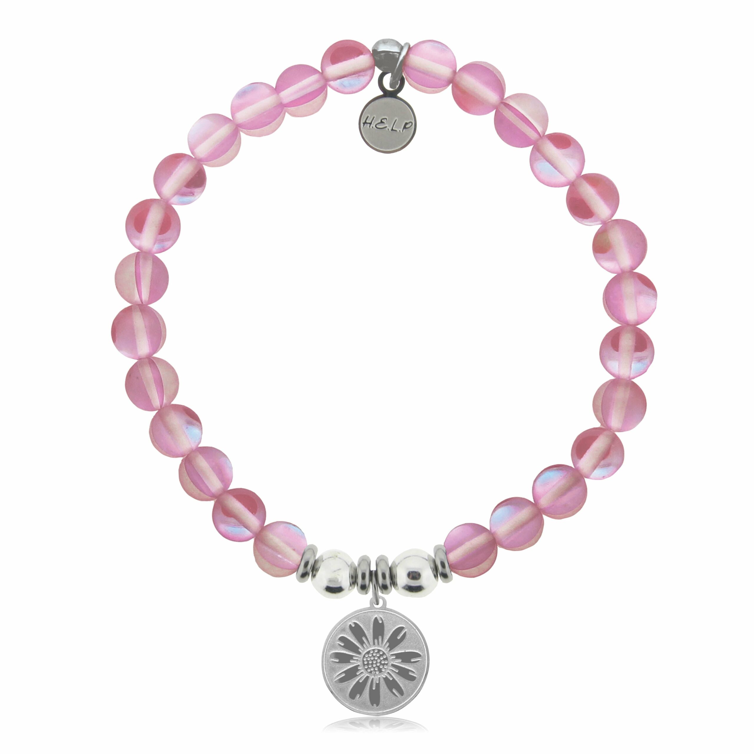 Daisy Charm with Pink Opalescent Charity Bracelet