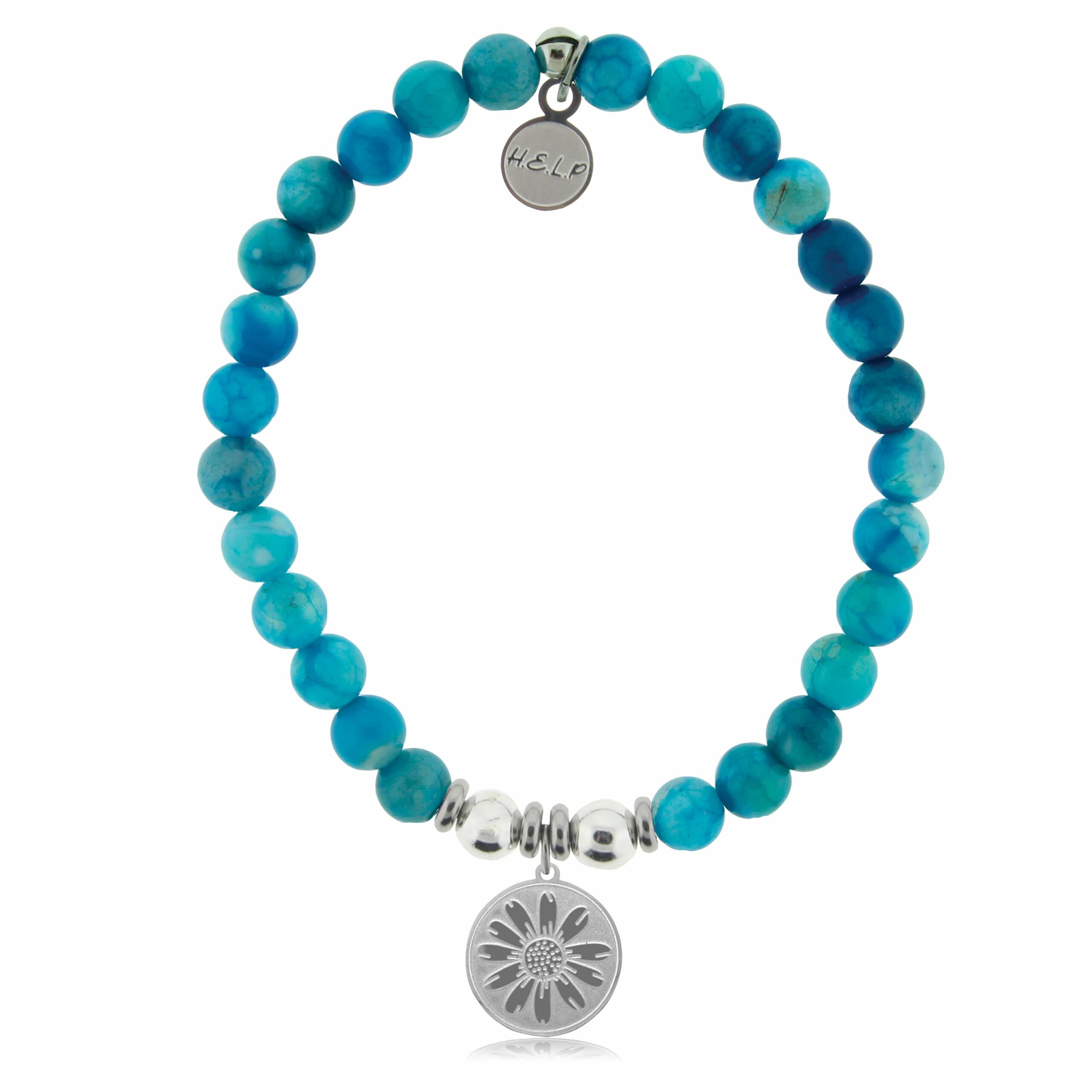 Daisy Charm with Tropic Blue Agate Charity Bracelet