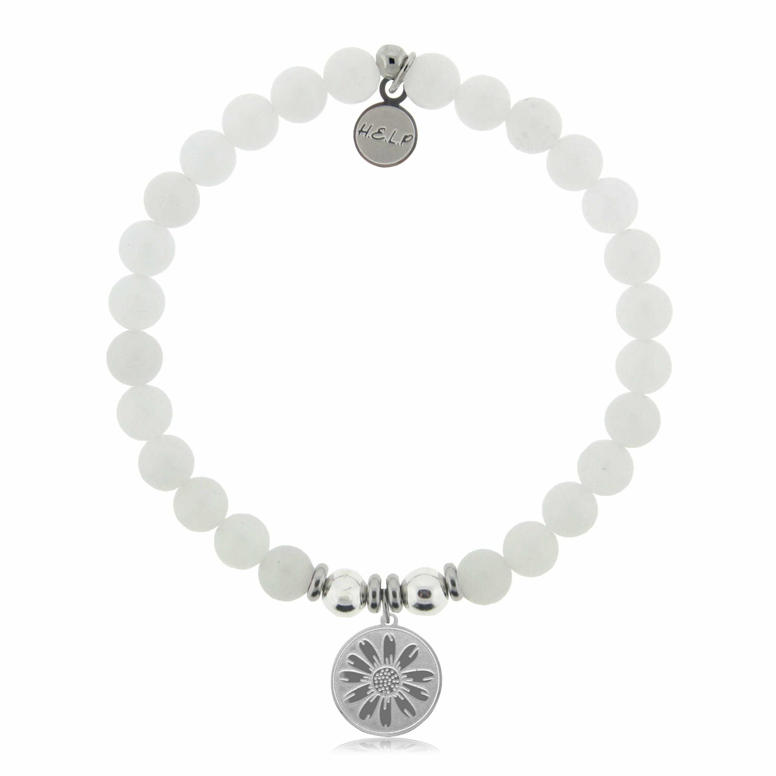 Daisy Charm with White Jade Charity Bracelet