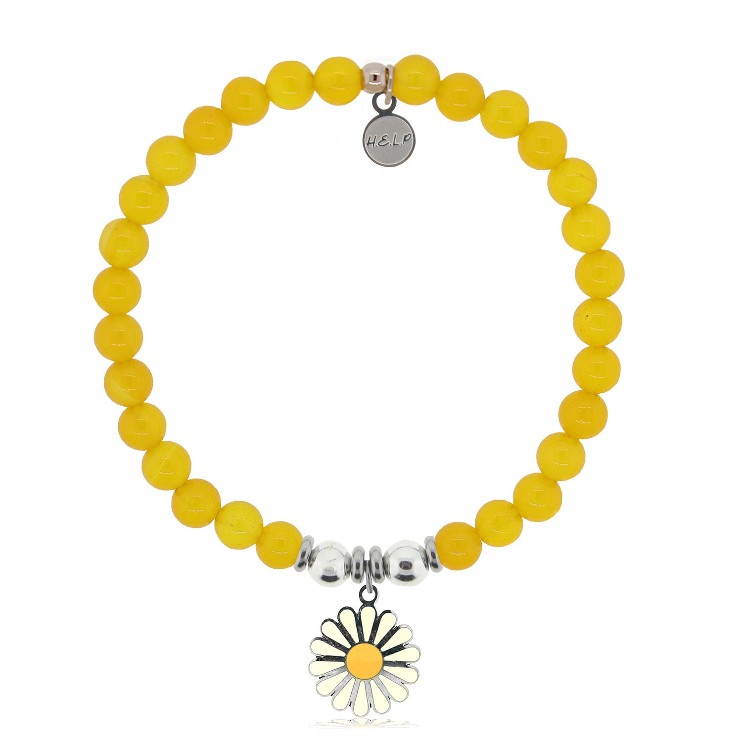 Daisy Enamel Charm with Yellow Agate Charity Bracelet