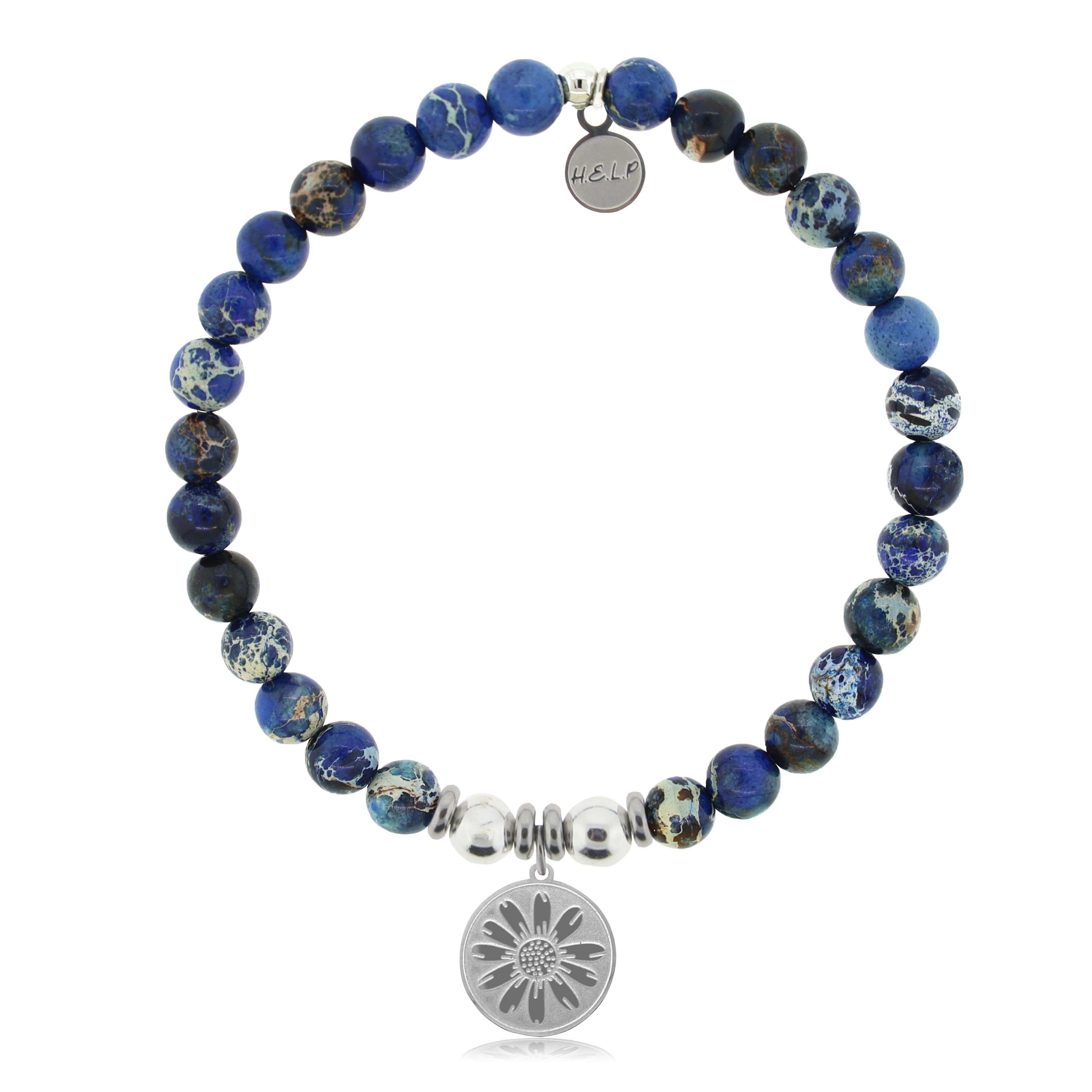 Daisy Charm with Royal Blue Jasper Charity Bracelet