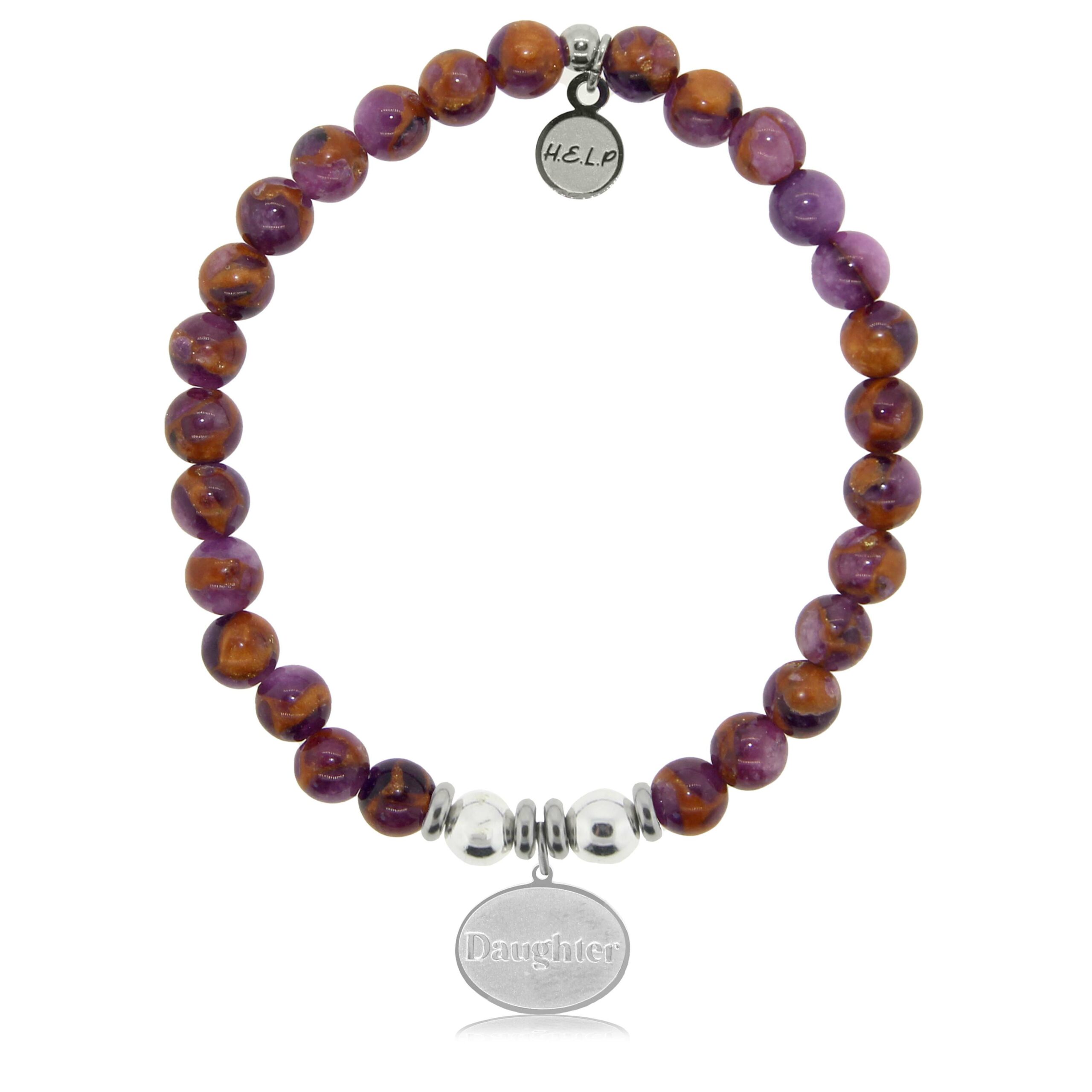 Daughter Charm with Purple Earth Quartz Charity Bracelet