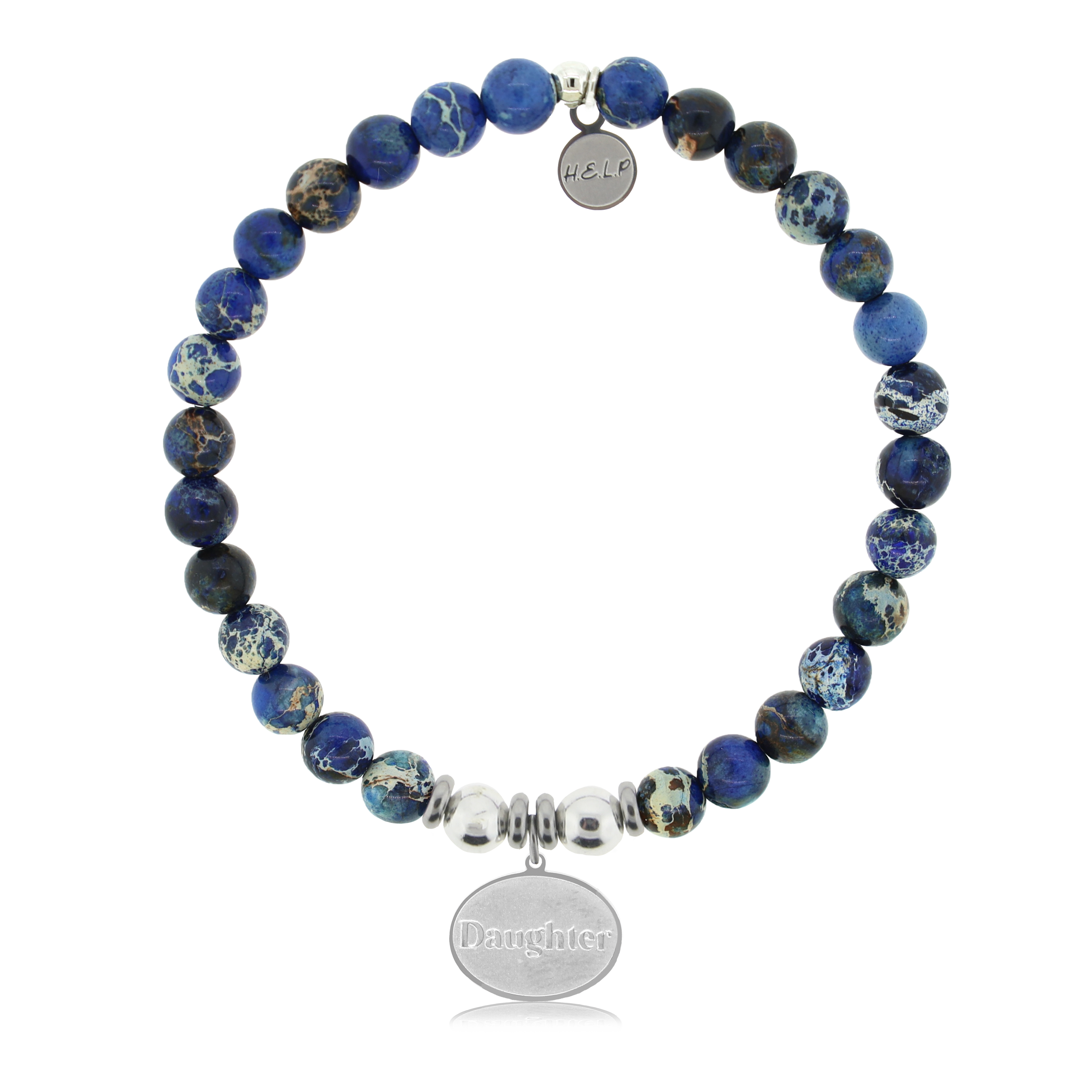 Daughter Charm with Royal Blue Jasper Charity Bracelet