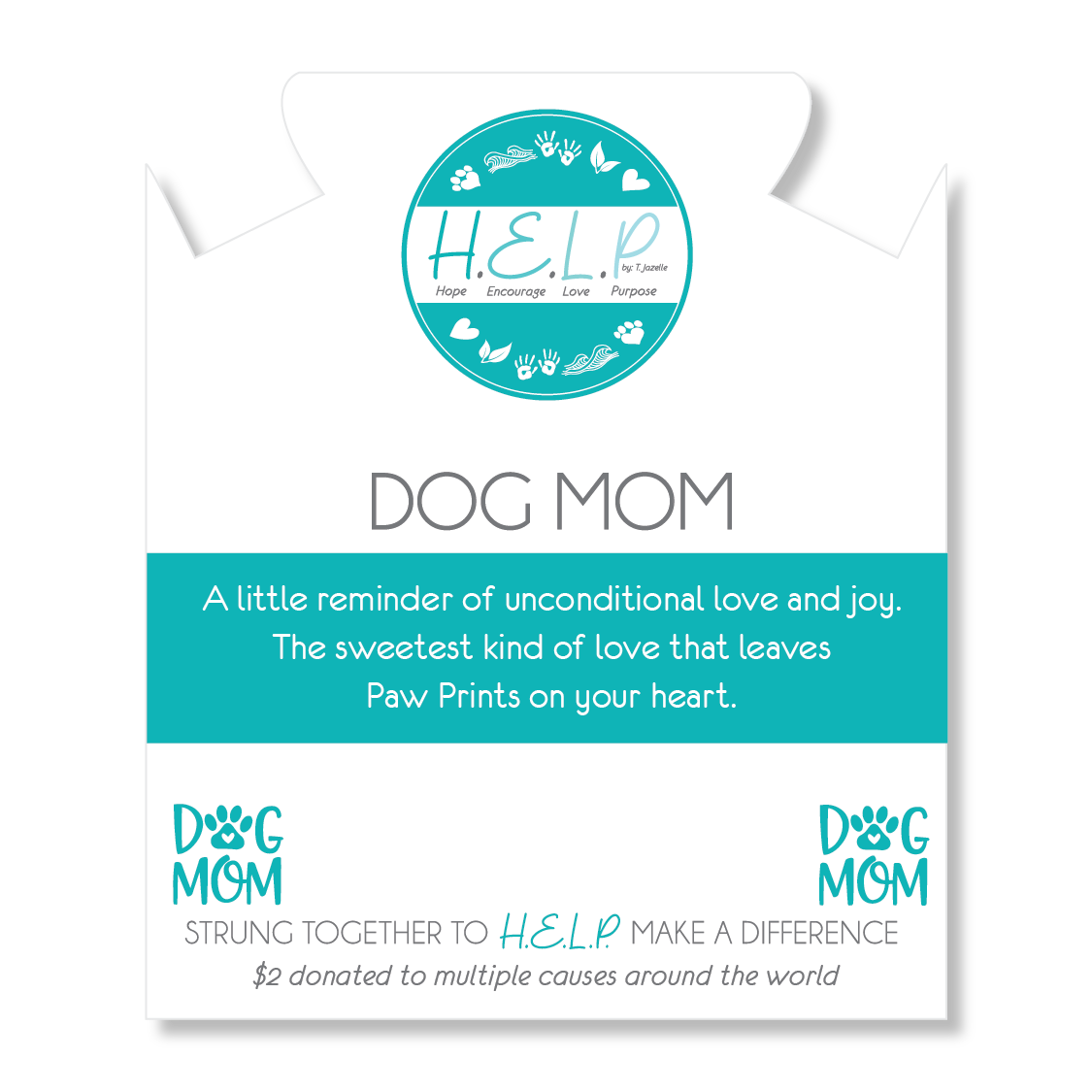 Dog Mom Charm with Azure Blue Jade Charity Bracelet