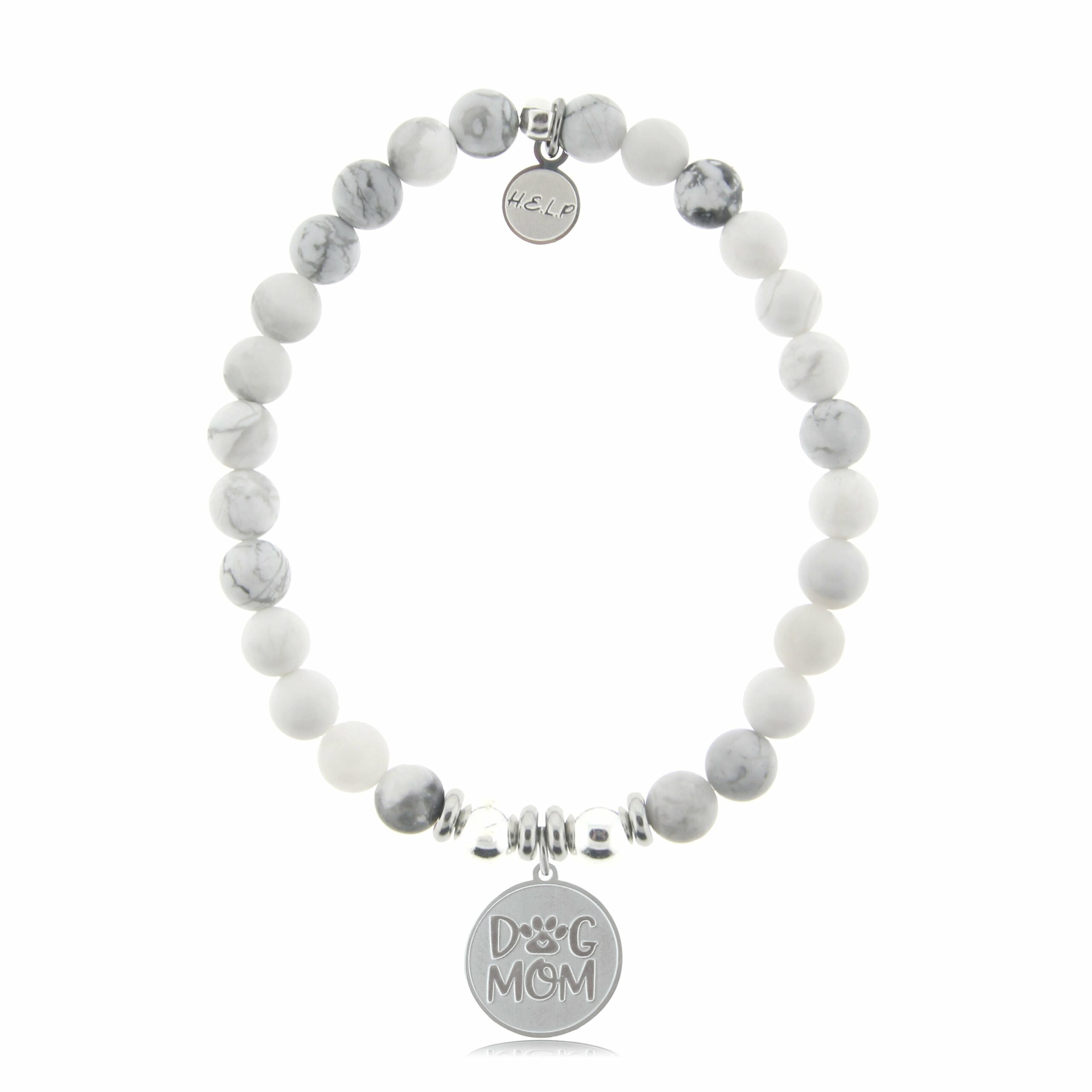 Dog Mom Charm with Howlite Beads Charity Bracelet