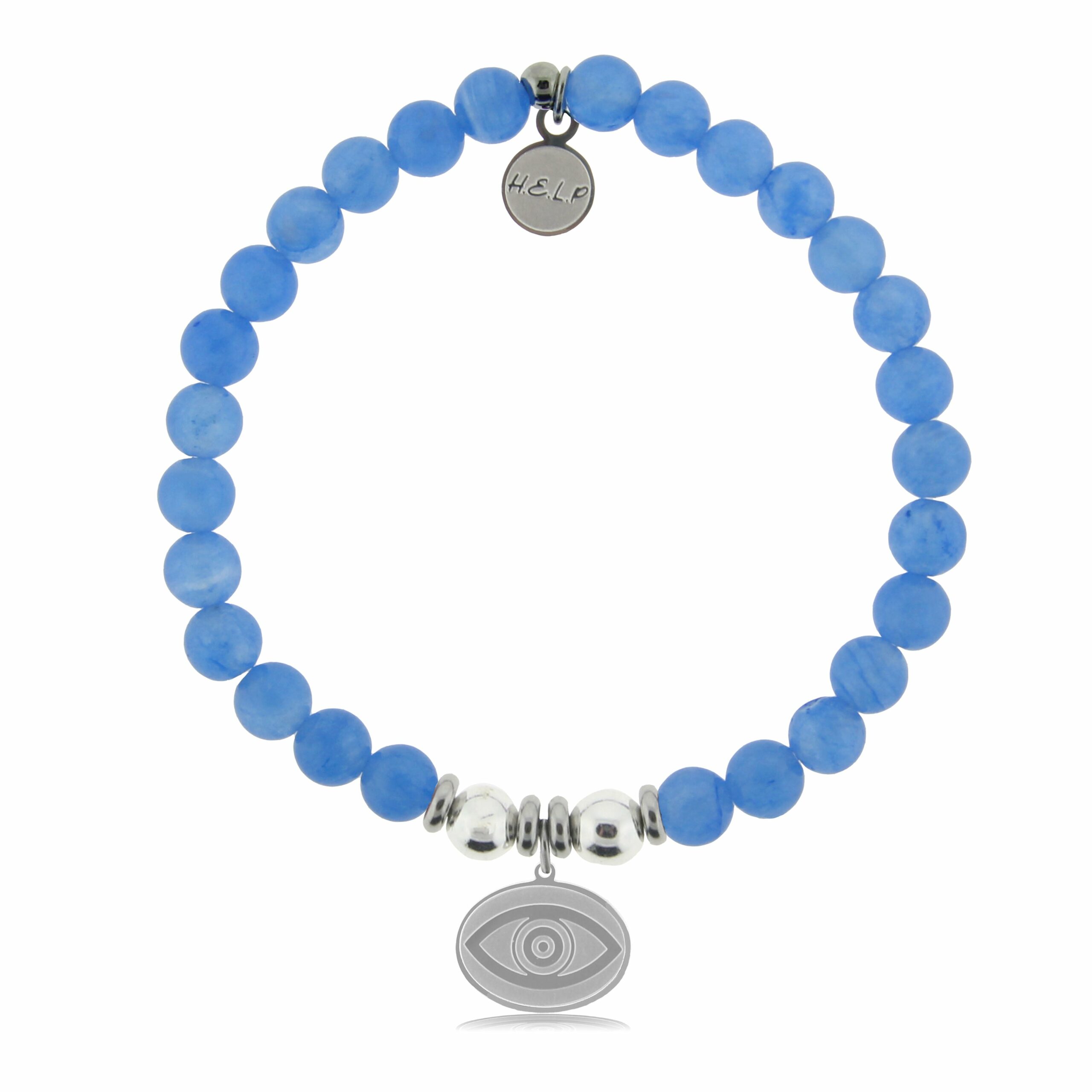 Evil Eye Charm with Azure Blue Jade Charity Bracelet