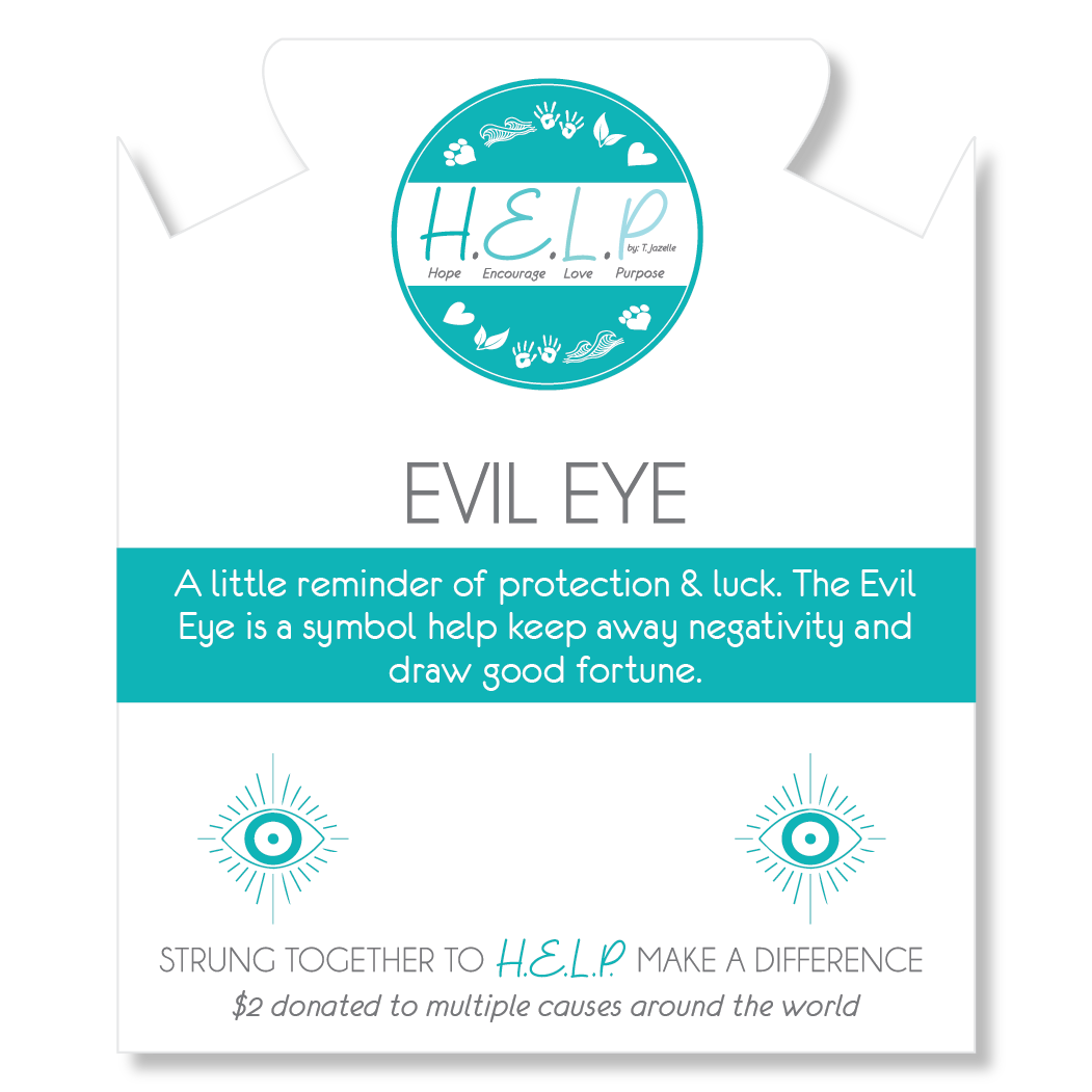 Evil Eye Charm with Azure Blue Jade Charity Bracelet