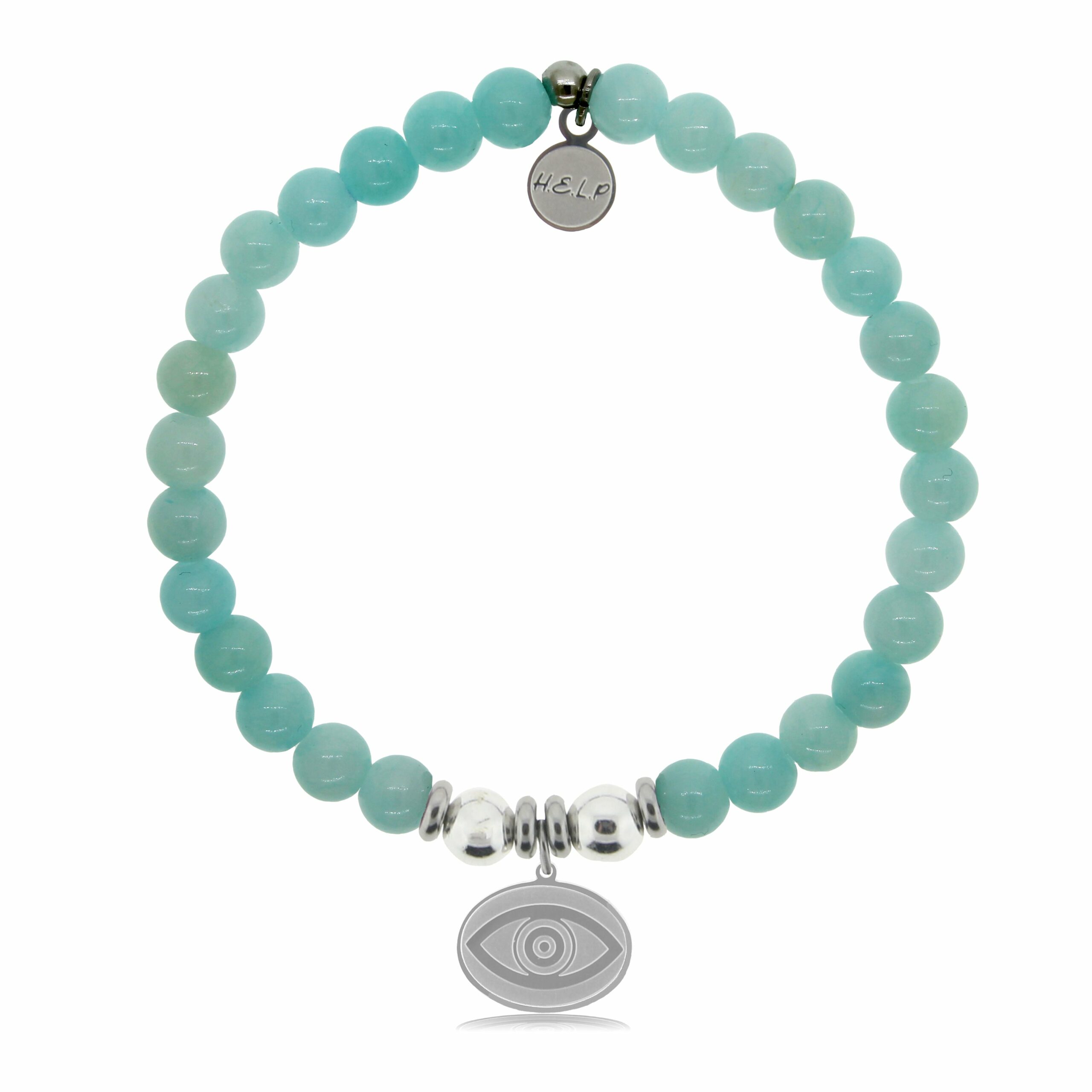 Evil Eye Charm with Baby Blue Quartz Charity Bracelet