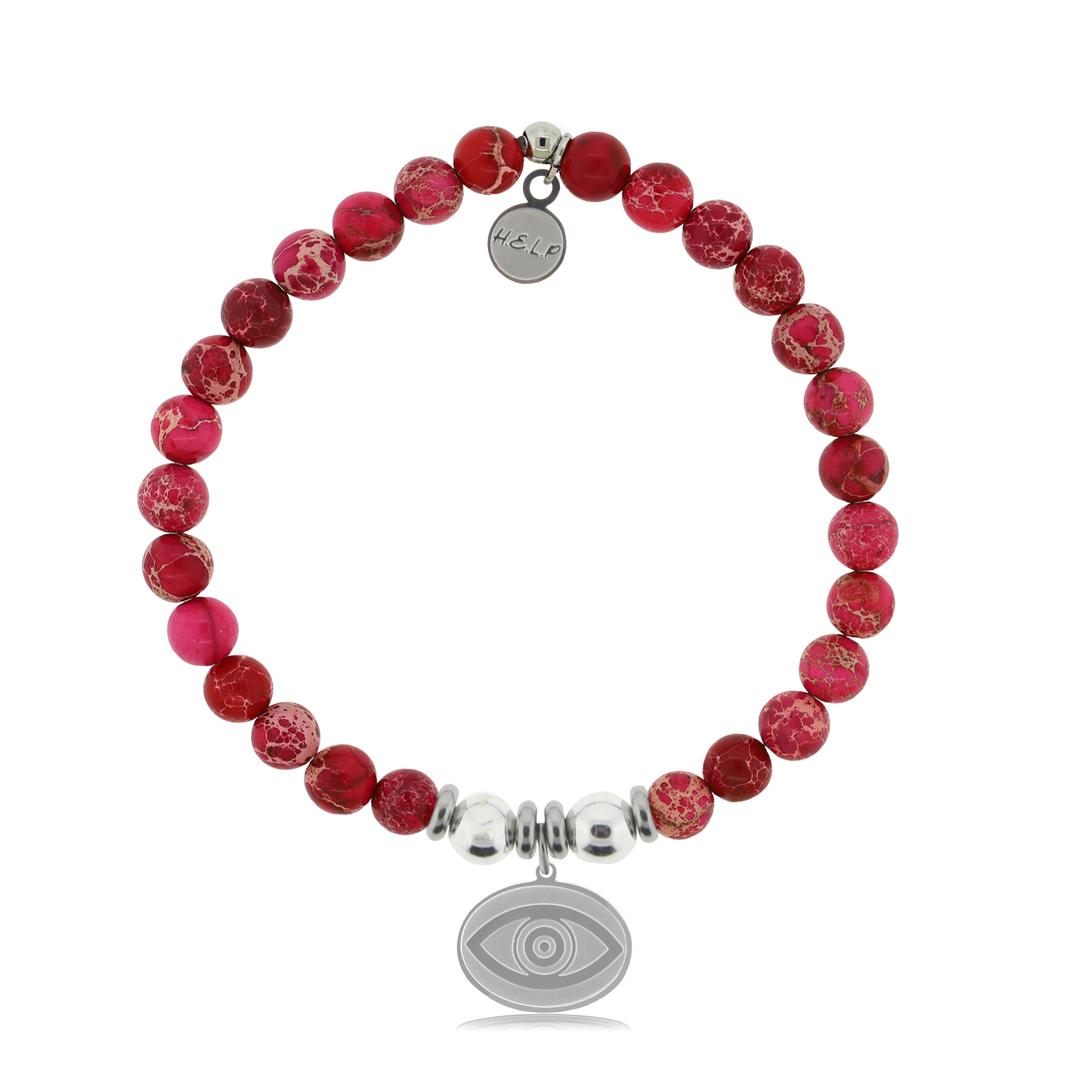 Evil Eye Charm with Cranberry Jasper Charity Bracelet