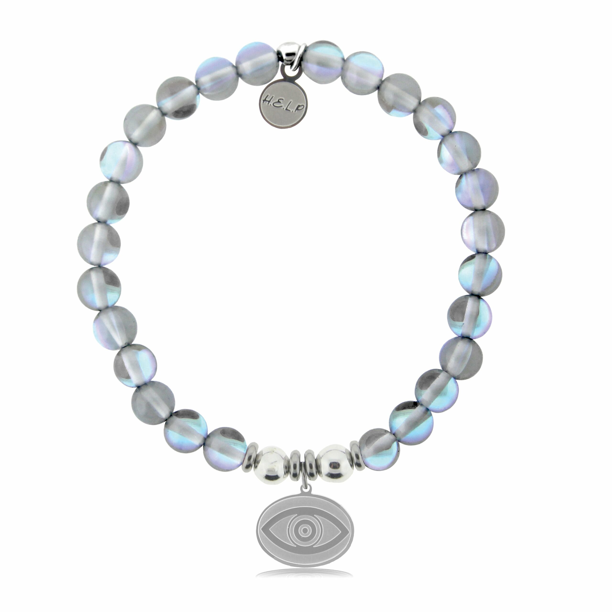 Evil Eye Charm with Grey Opalescent Charity Bracelet