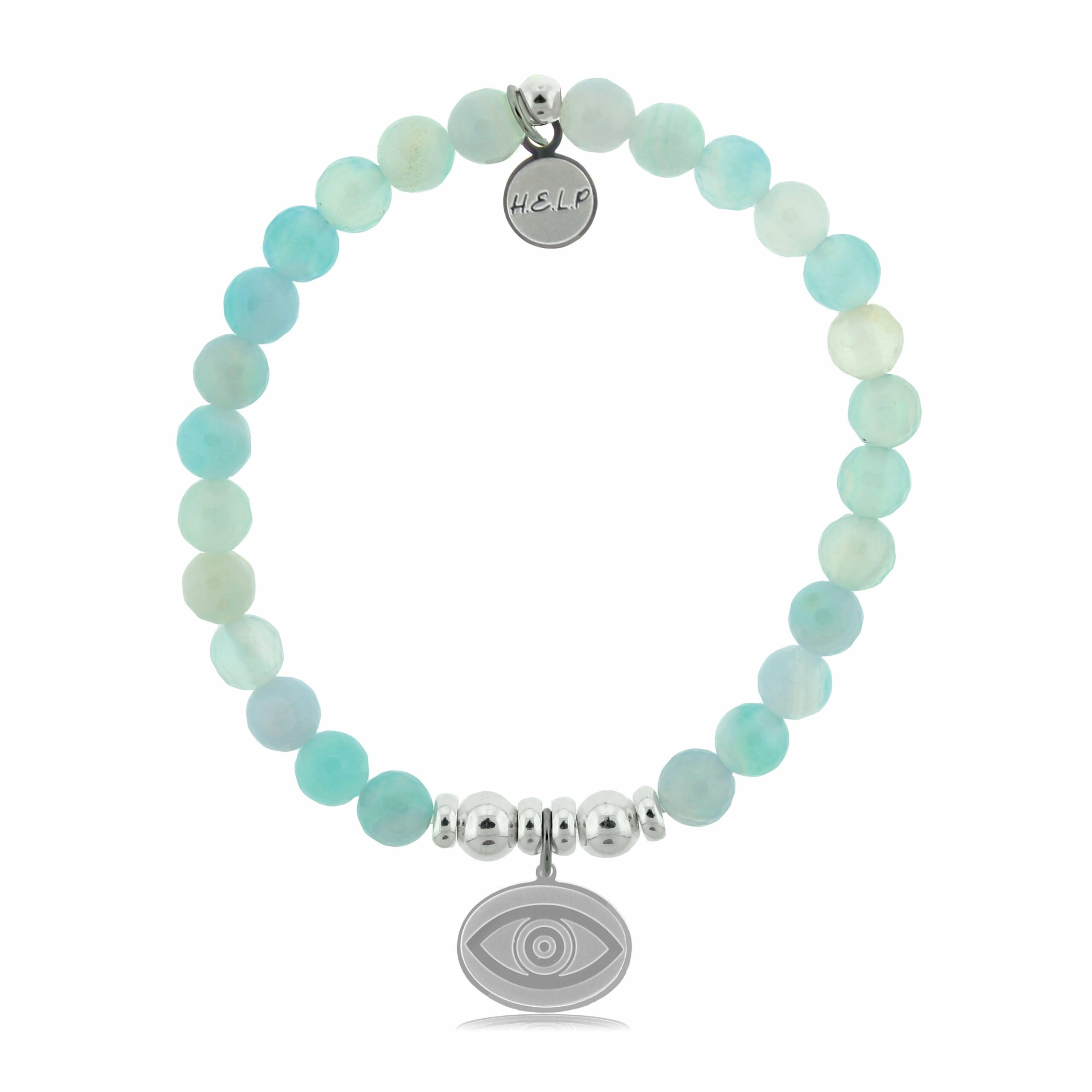 Evil Eye Charm with Light Blue Agate Charity Bracelet