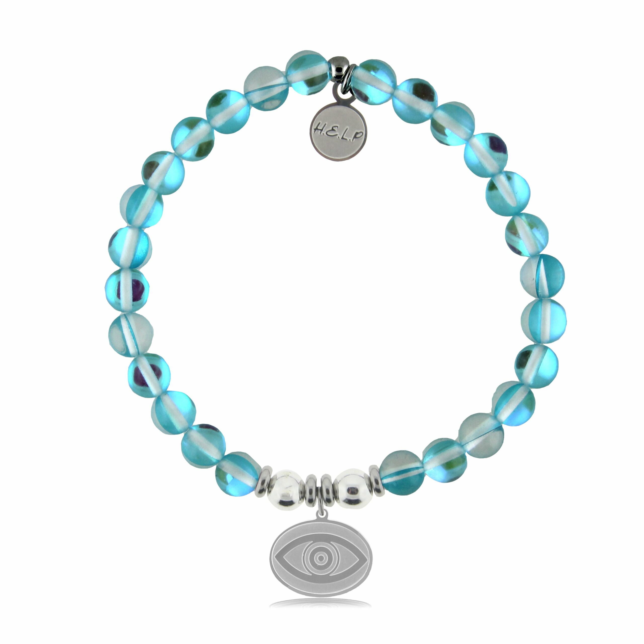 Evil Eye Charm with Light Blue Opalescent Charity Bracelet