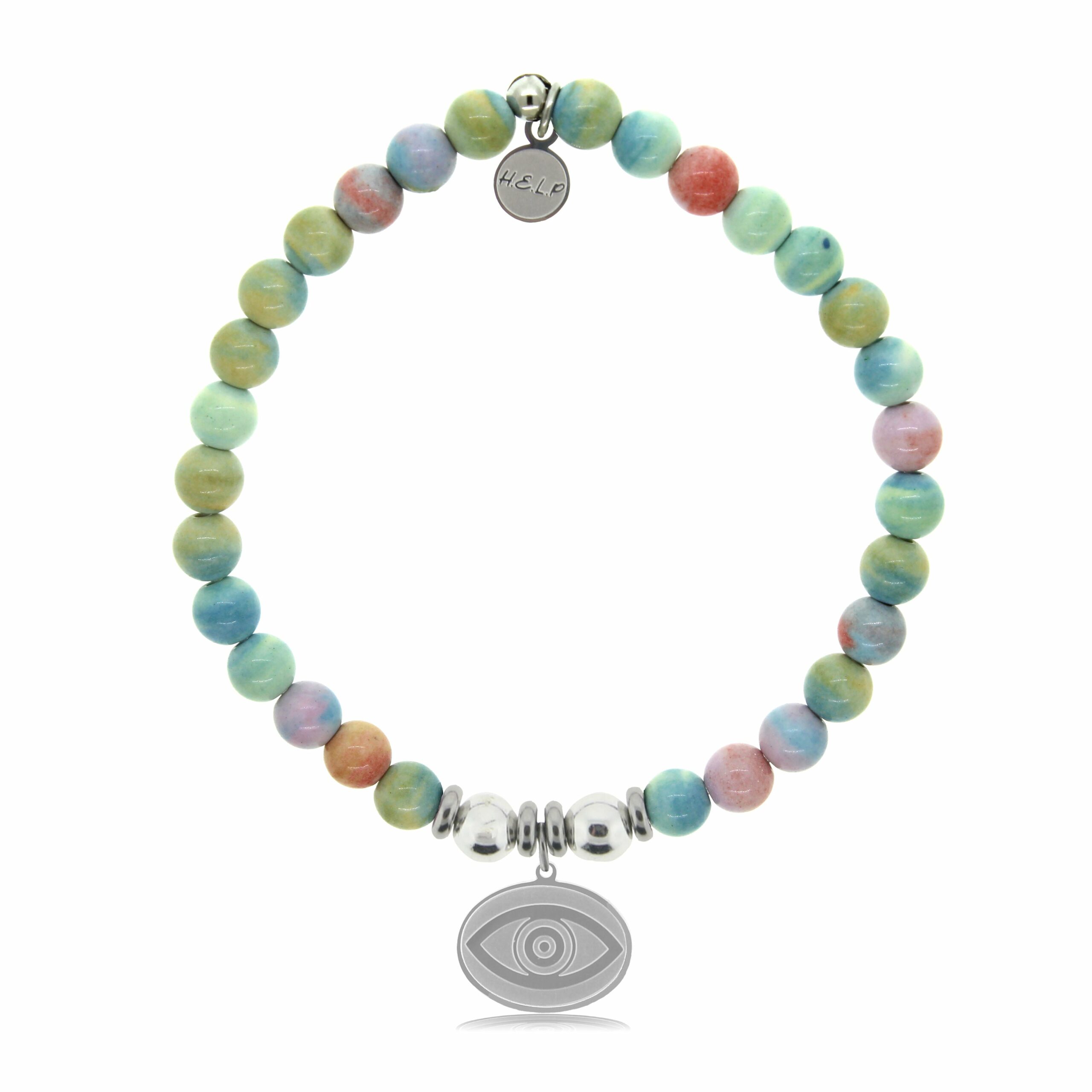 Evil Eye Charm with Pastel Magnesite Charity Bracelet