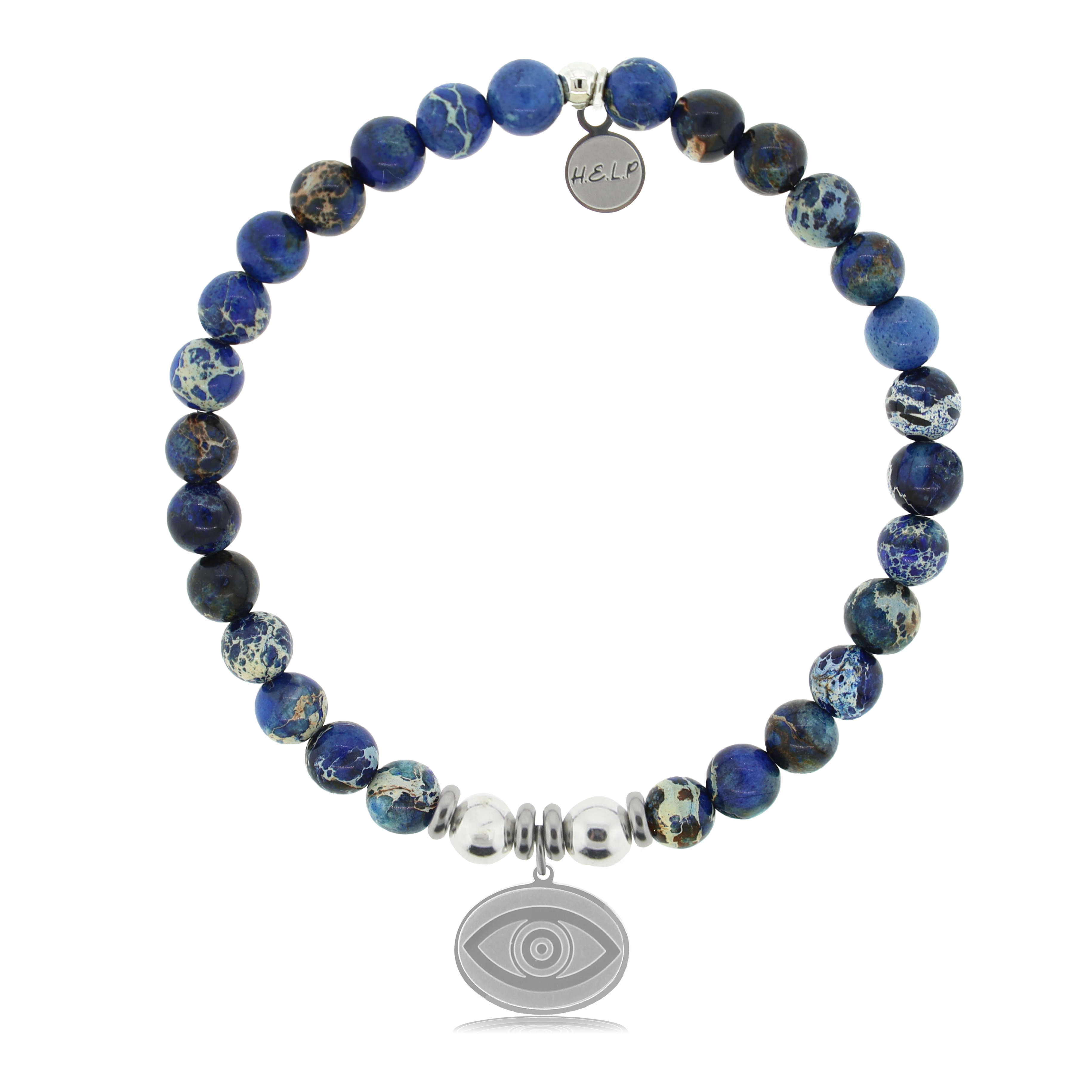 Evil Eye Charm with Royal Blue Jasper Charity Bracelet