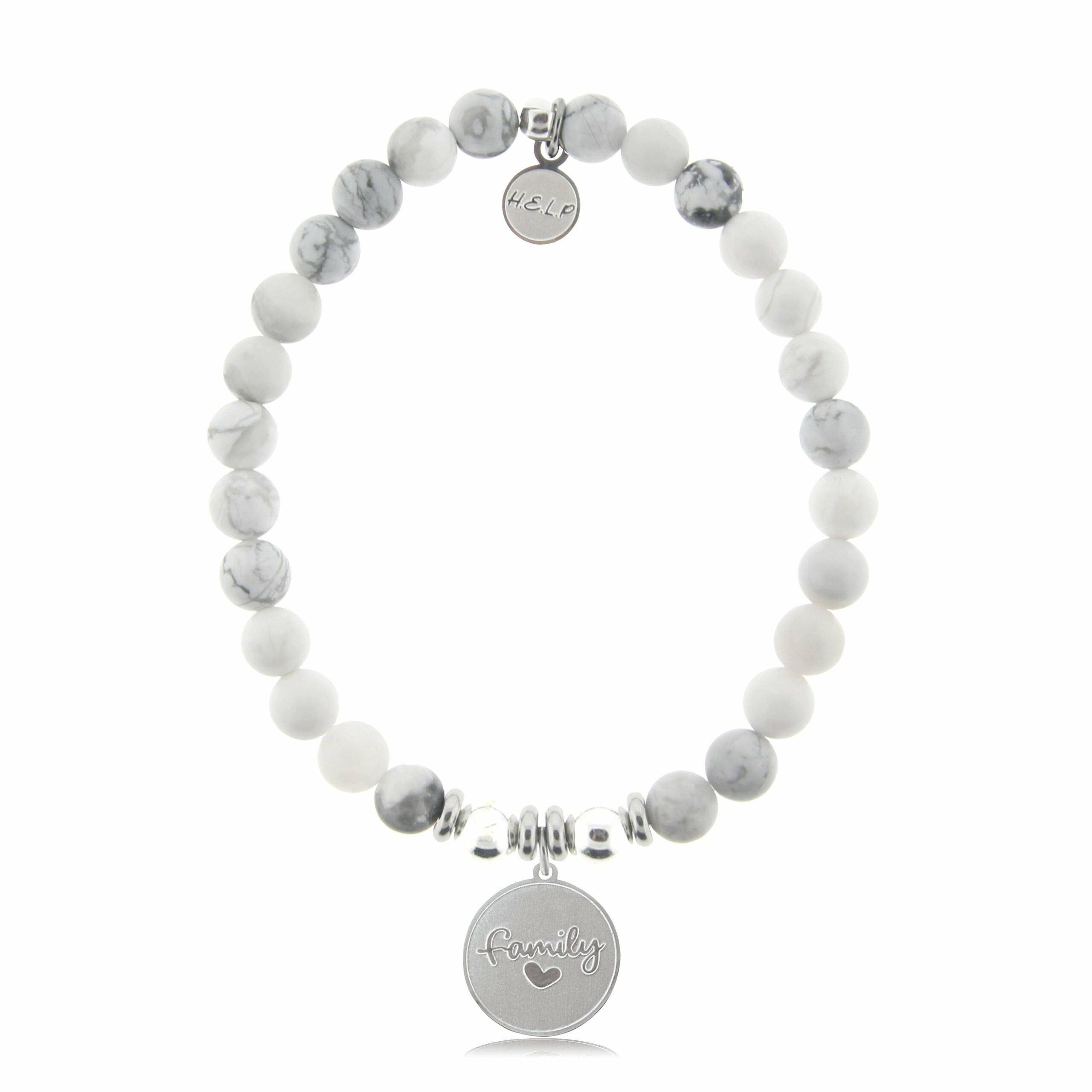 Family Charm with Howlite Beads Charity Bracelet