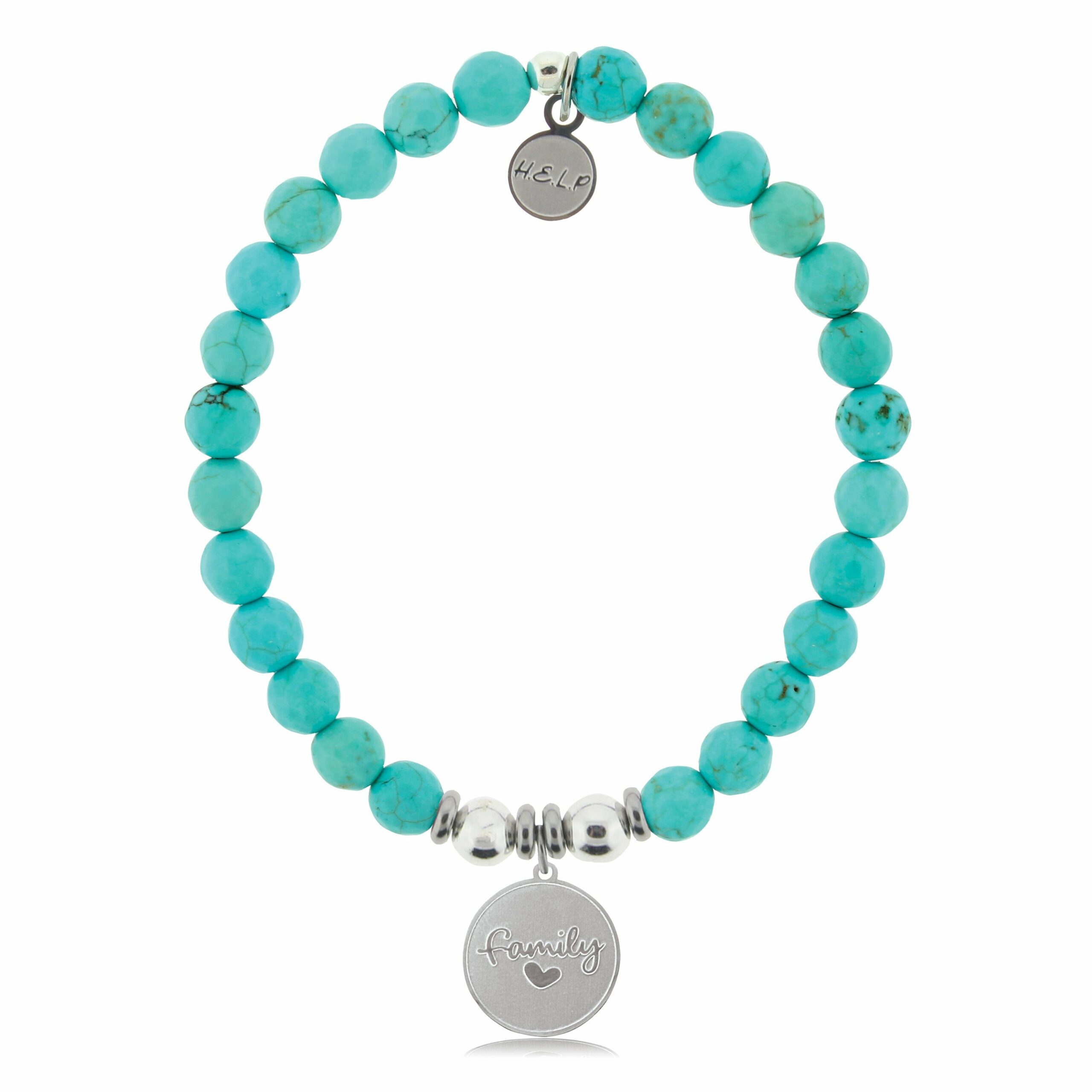 Family Charm with Turquoise Beads Charity Bracelet