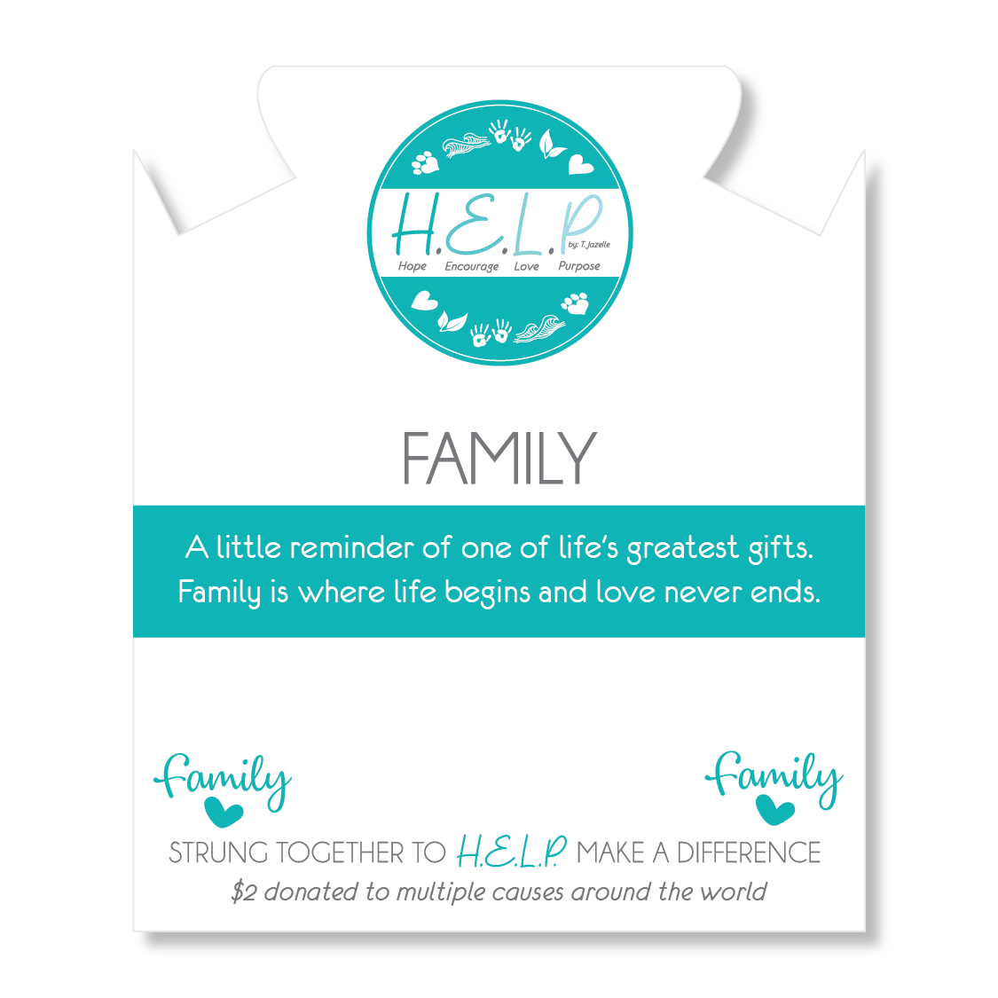 Family Charm with Turquoise Beads Charity Bracelet