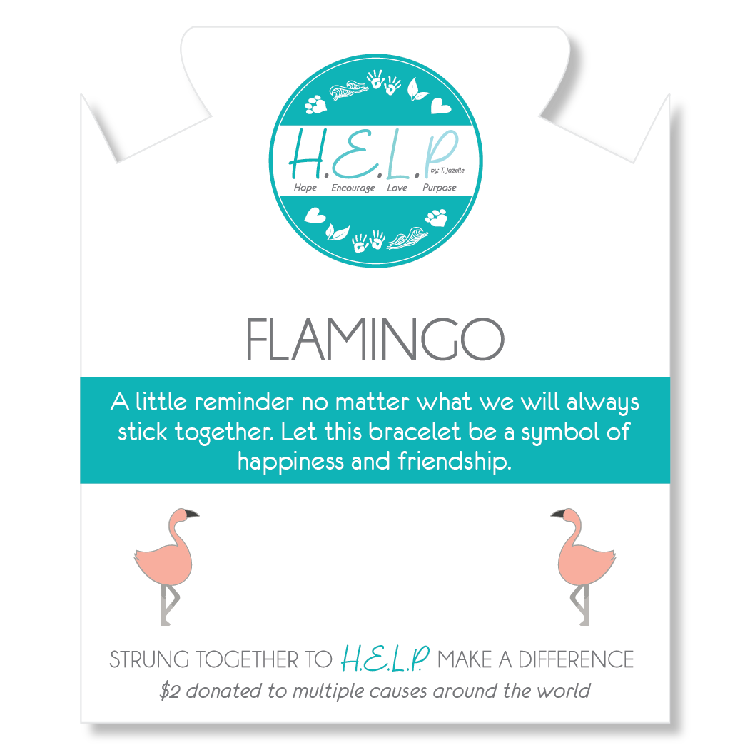 Flamingo Charm with Blue Glass Shimmer Charity Bracelet