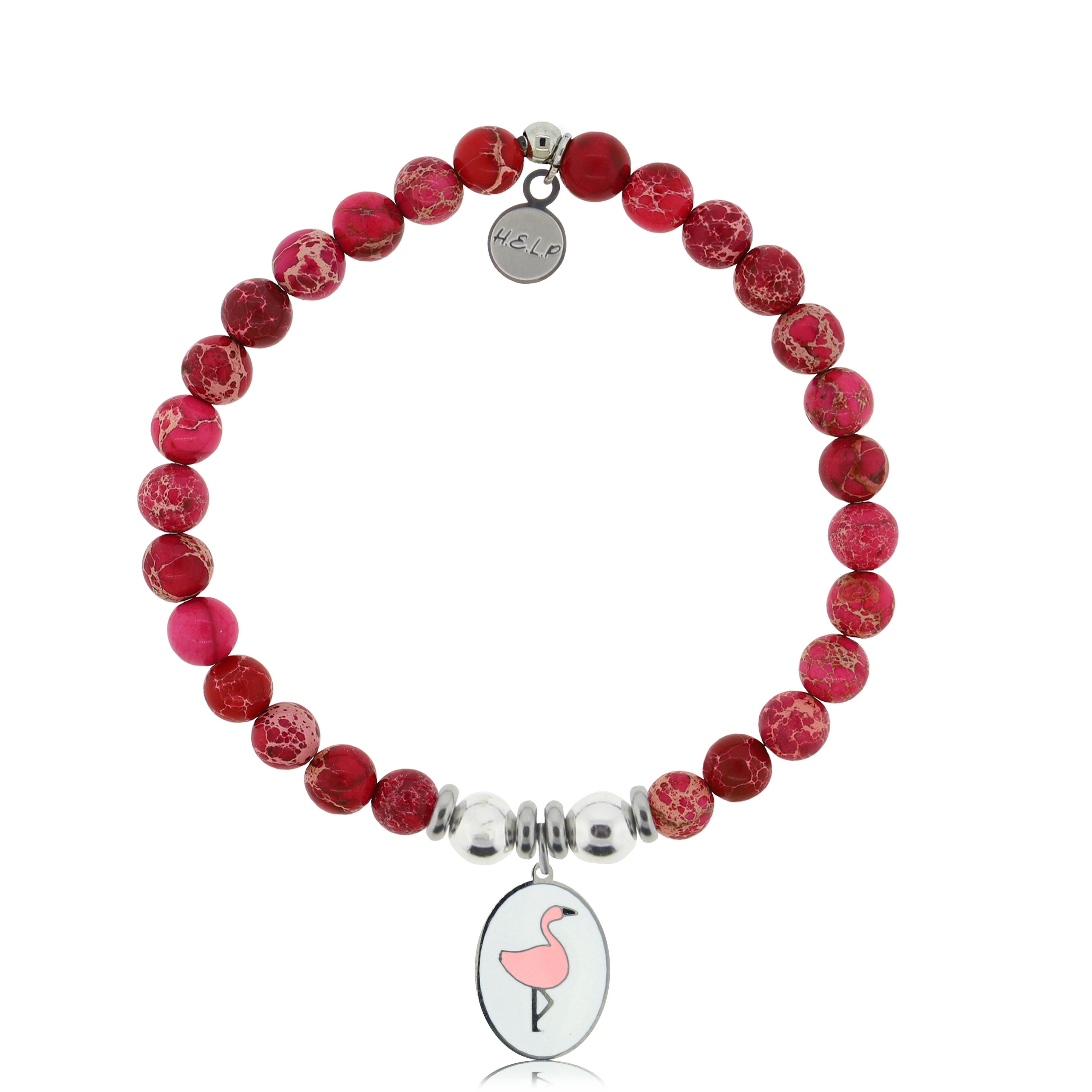 Flamingo Charm with Cranberry Jasper Charity Bracelet