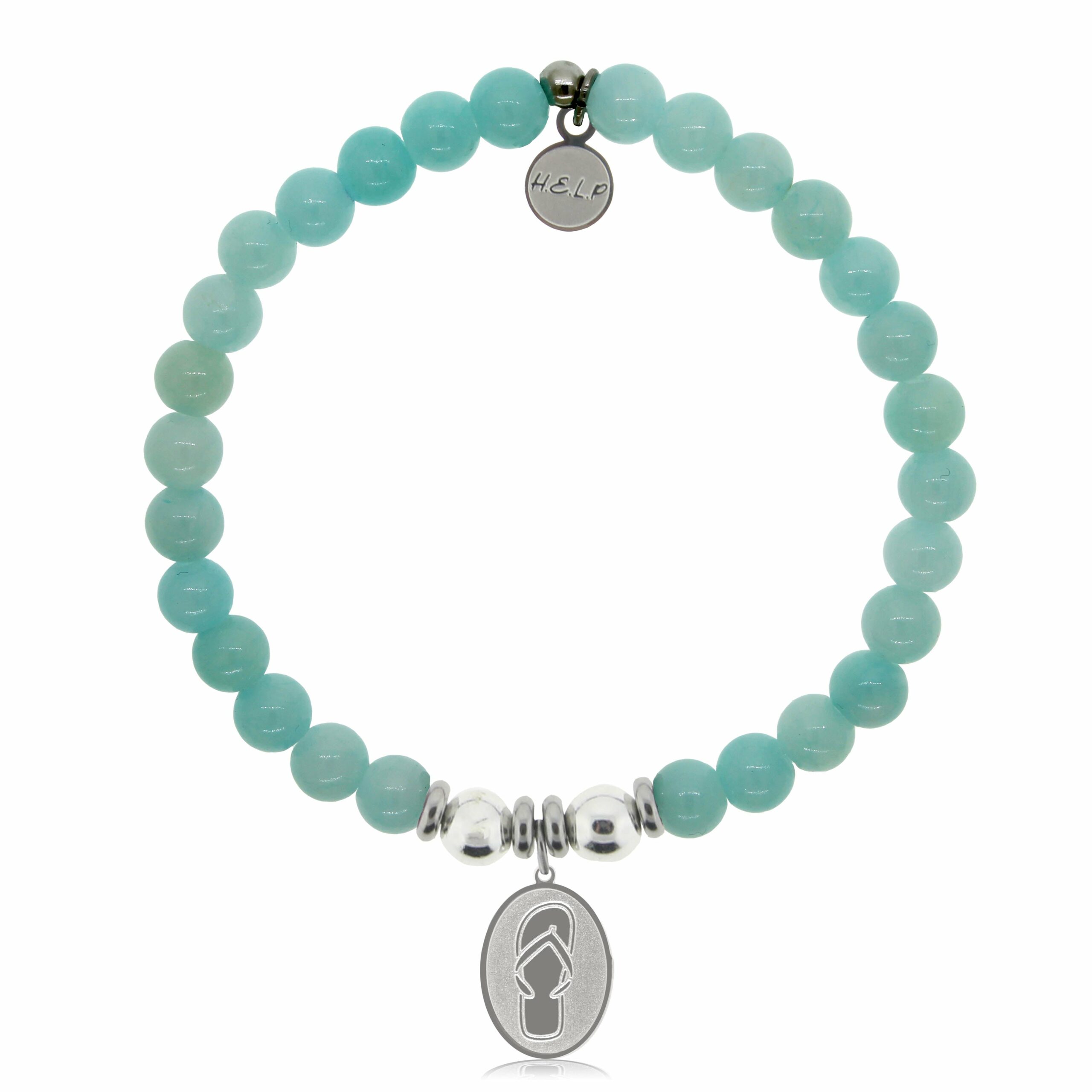 Flip Flop Charm with Baby Blue Quartz Charity Bracelet