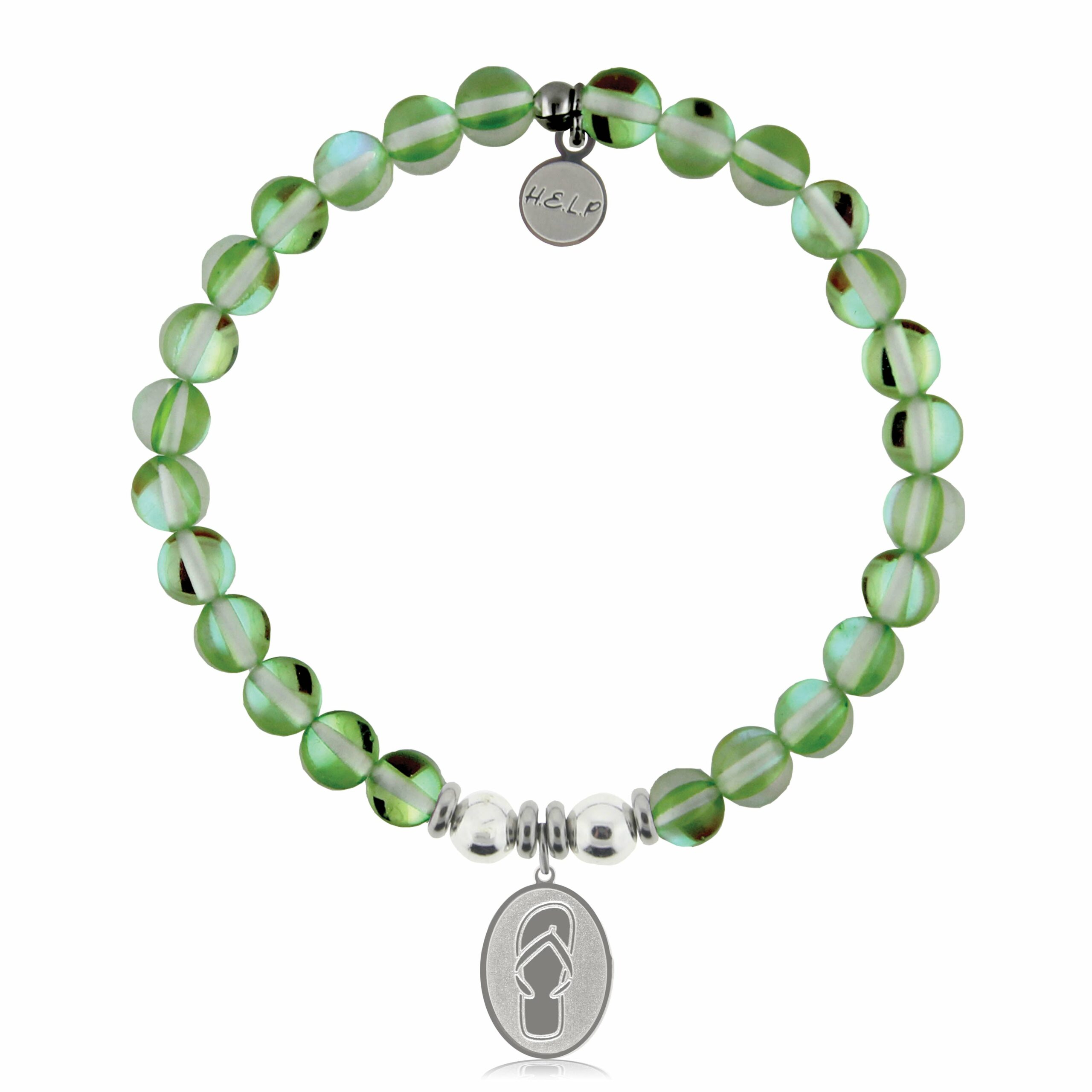 Flip Flop Charm with Green Opalescent Charity Bracelet