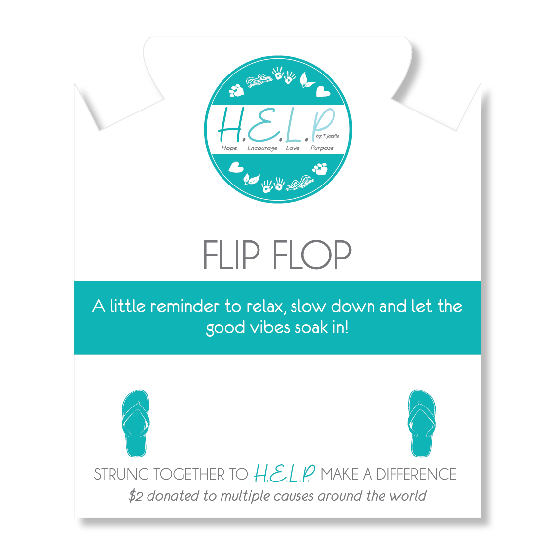 Flip Flop Charm with Light Blue Opalescent Charity Bracelet