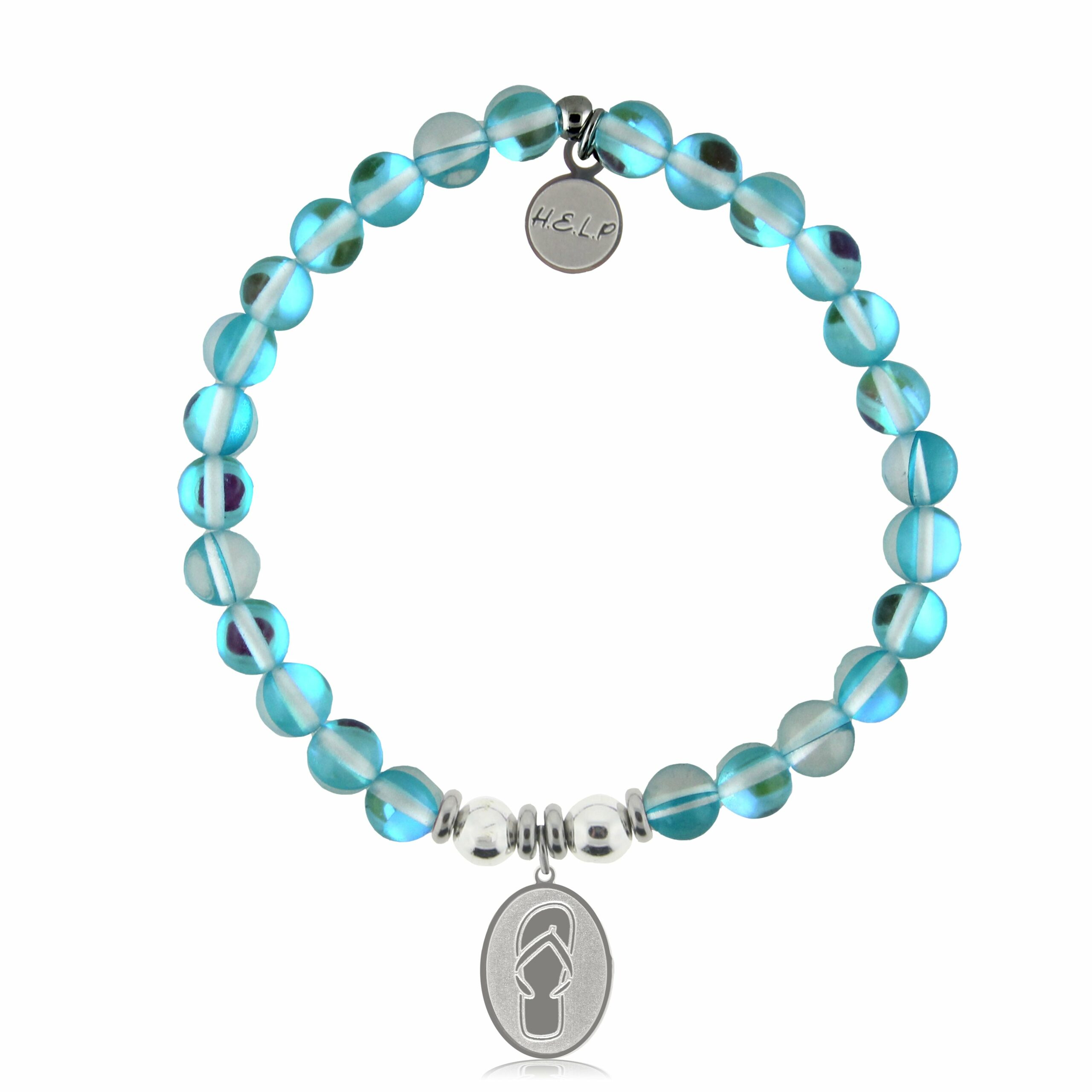 Flip Flop Charm with Light Blue Opalescent Charity Bracelet