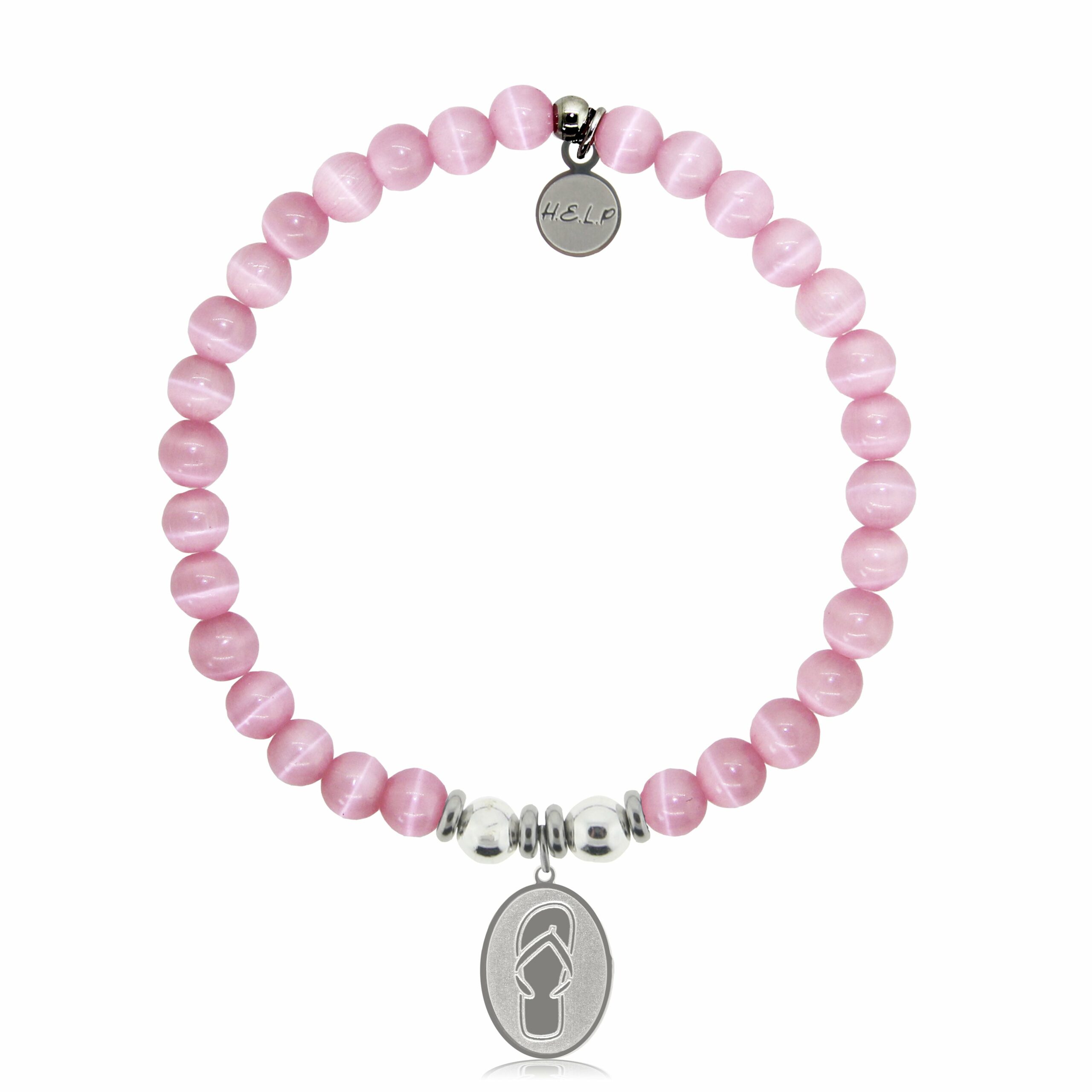 Flip Flop Charm with Pink Cats Eye Charity Bracelet