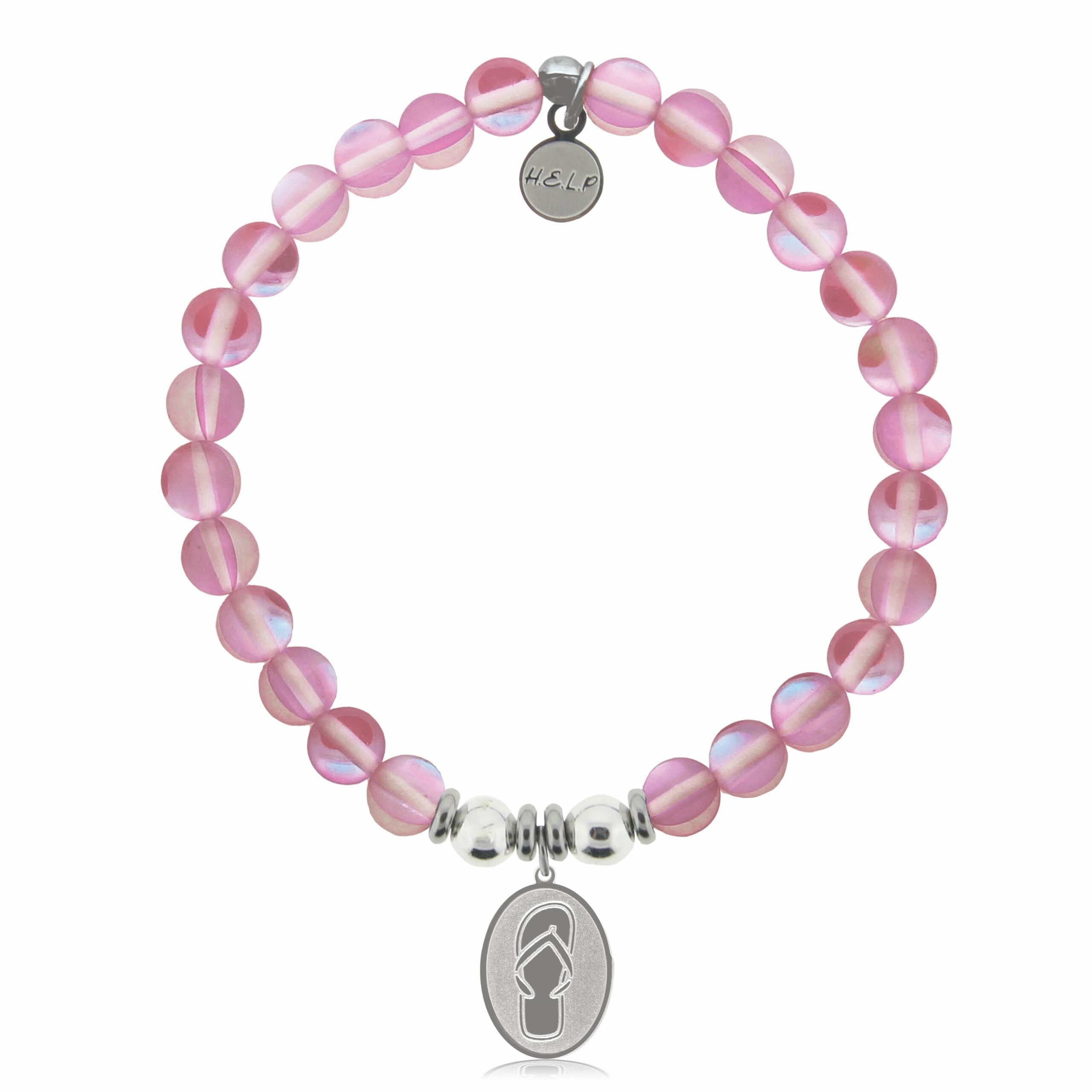 Flip Flop Charm with Pink Opalescent Charity Bracelet