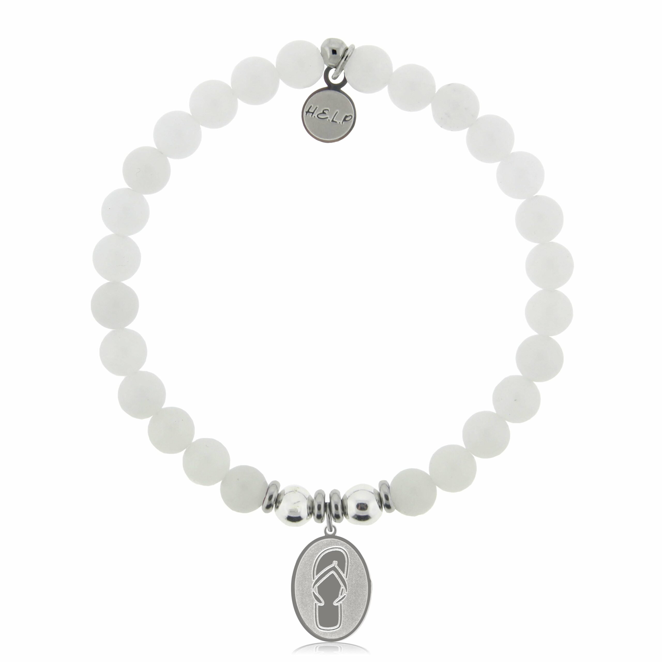 Flip Flop Charm with White Jade Charity Bracelet