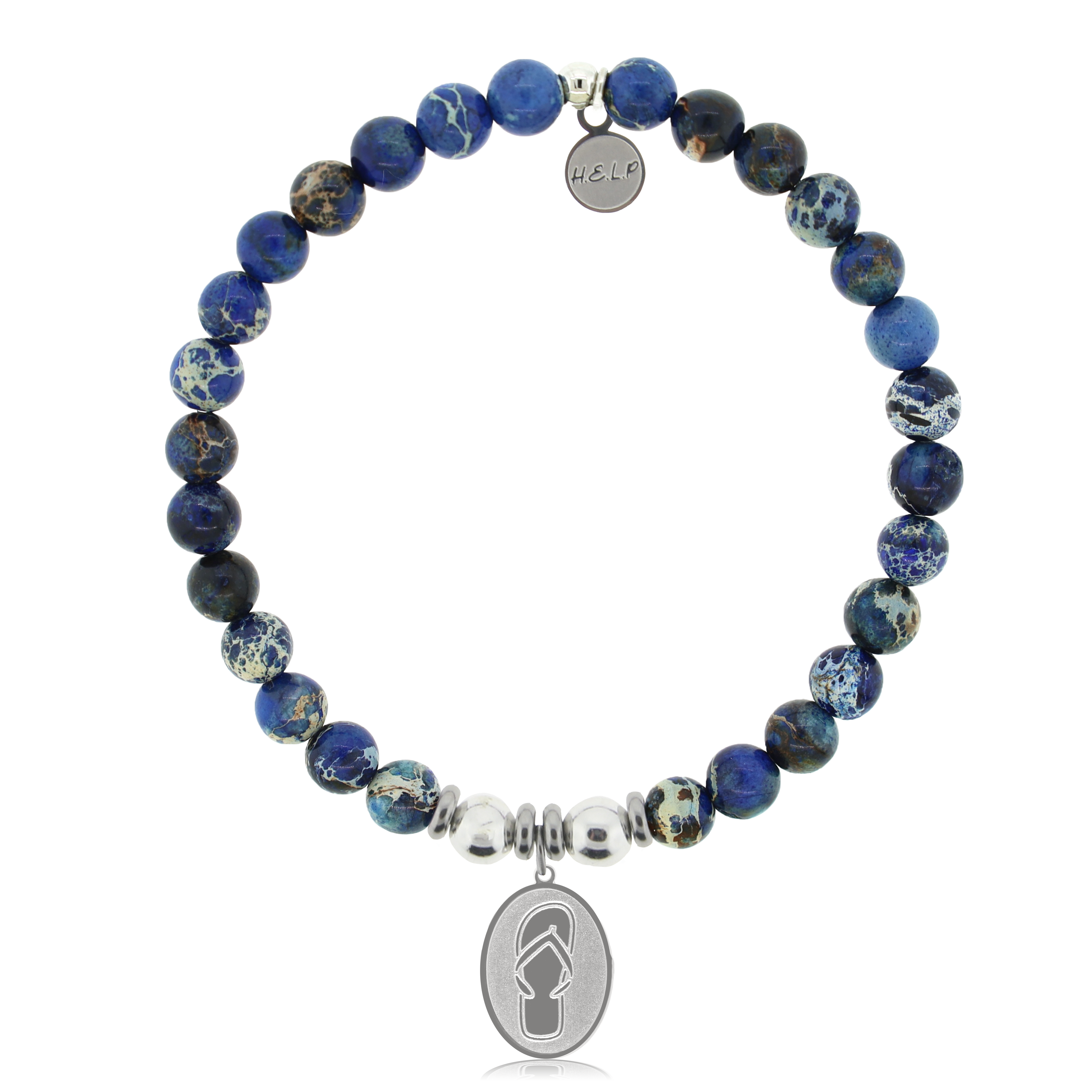 Flip Flop Charm with Royal Blue Jasper Charity Bracelet