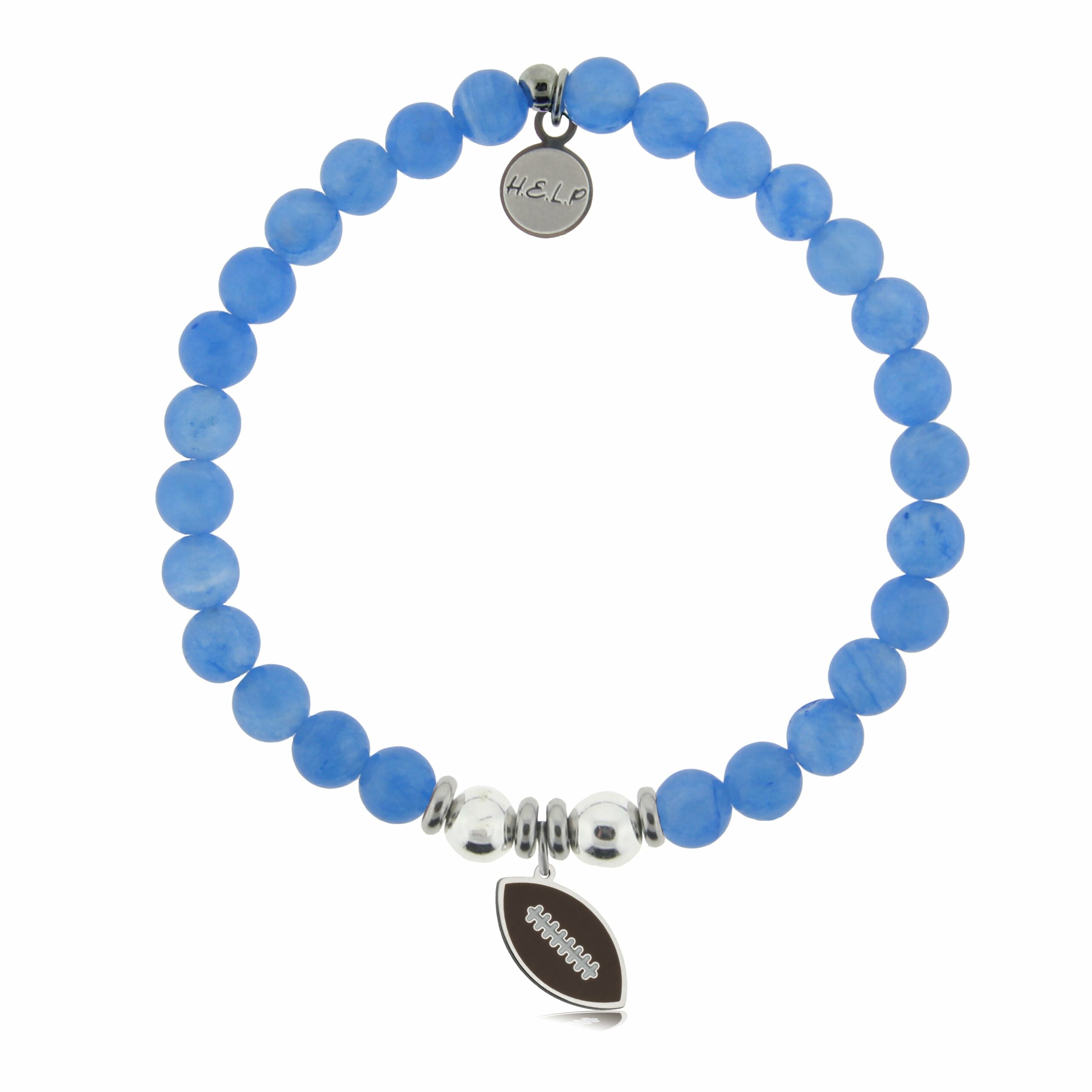 Football Enamel Charm with Azure Blue Jade Charity Bracelet