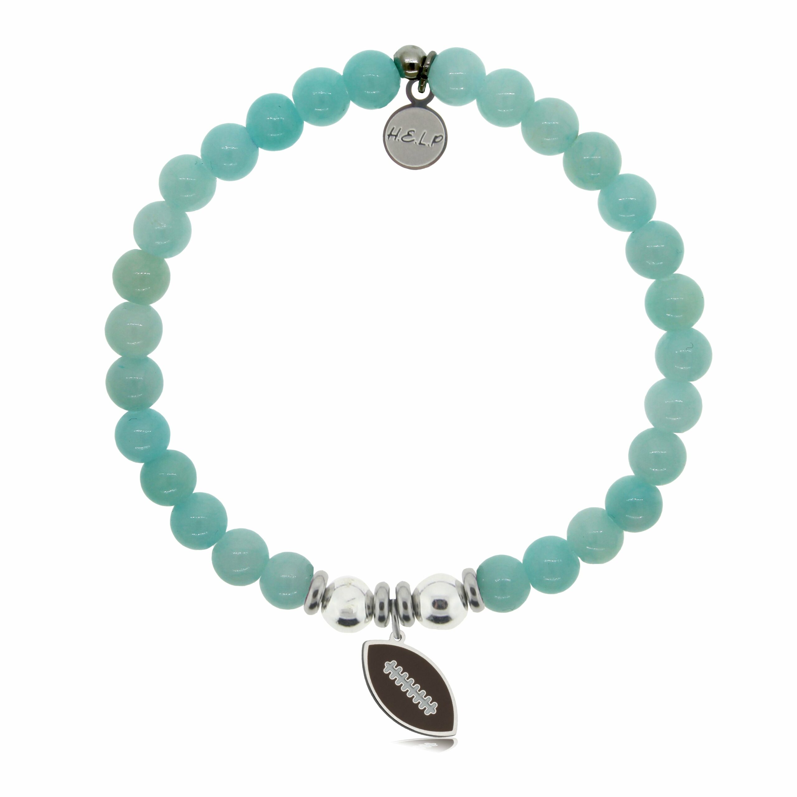 Football Enamel Charm with Baby Blue Quartz Charity Bracelet