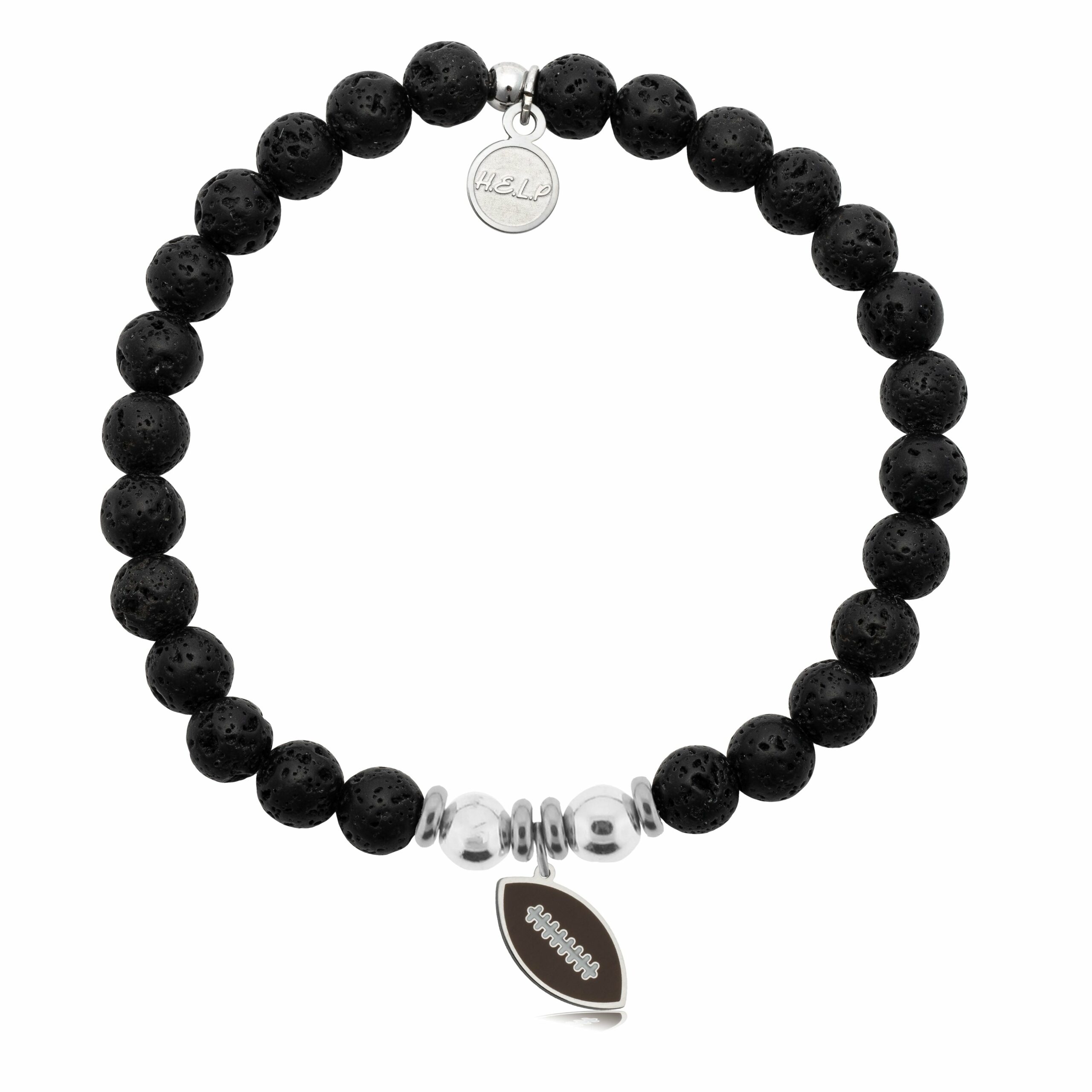 Football Enamel Charm with Lava Rock Charity Bracelet