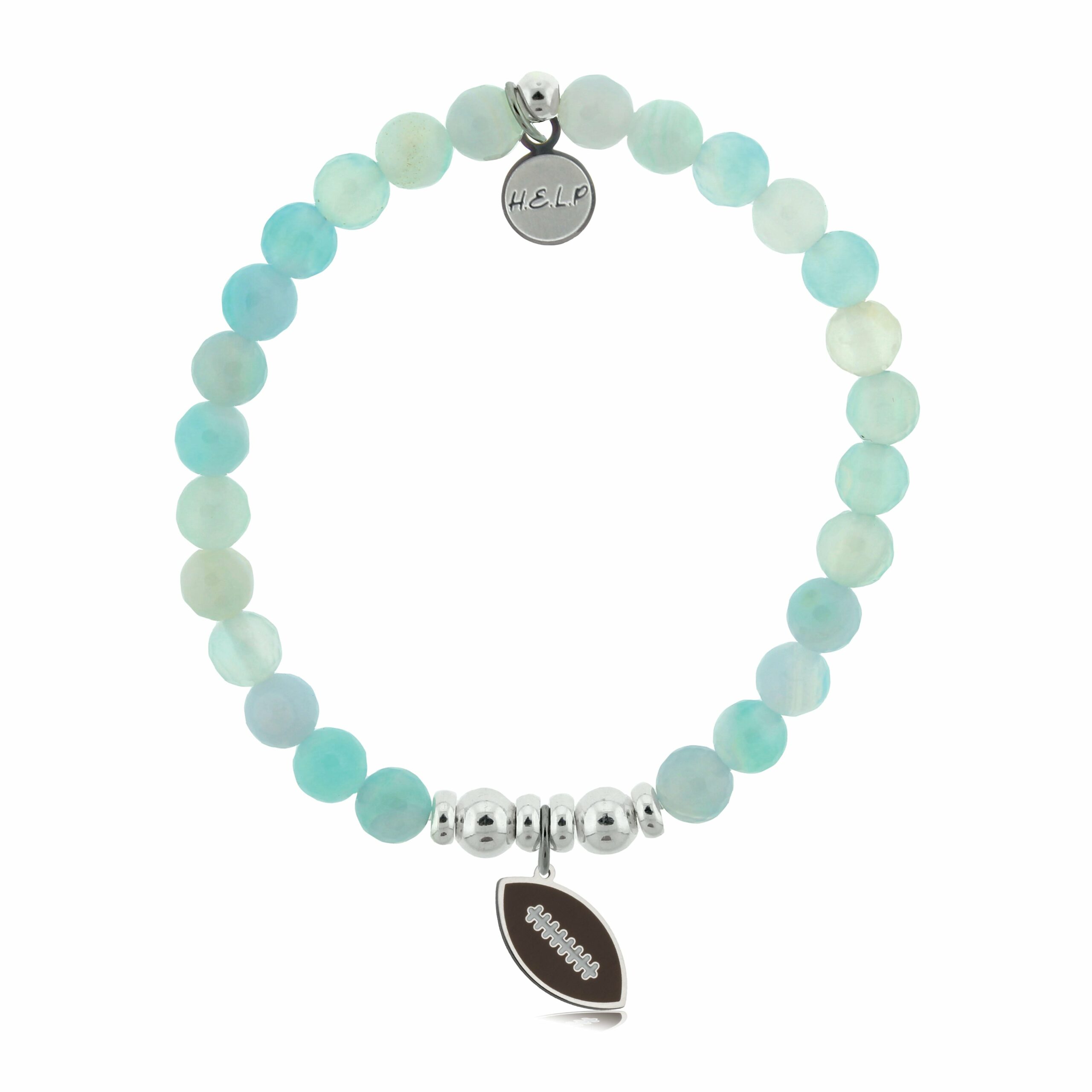 Football Enamel Charm with Light Blue Agate Charity Bracelet