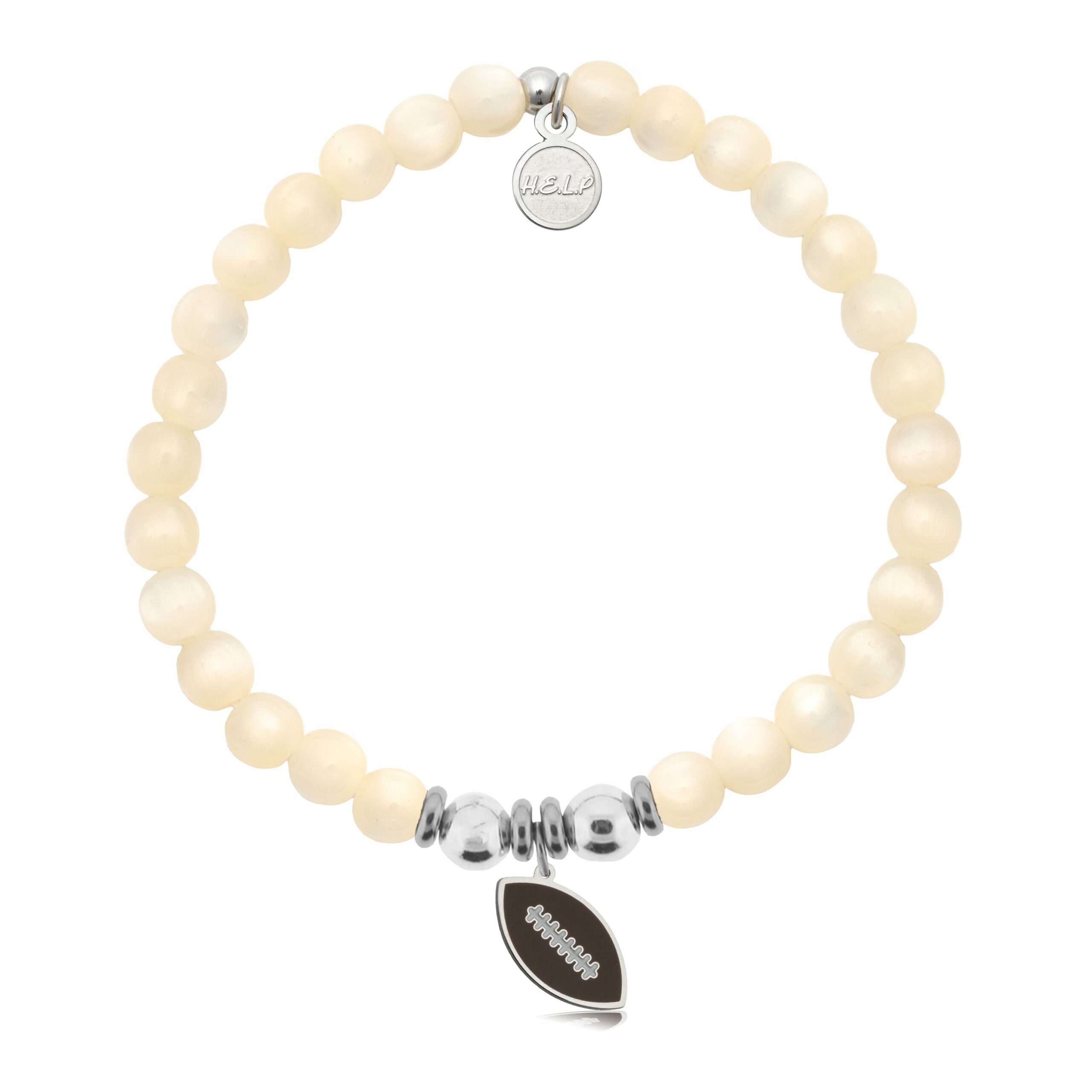 Football Enamel Charm with Natural Selenite Charity Bracelet