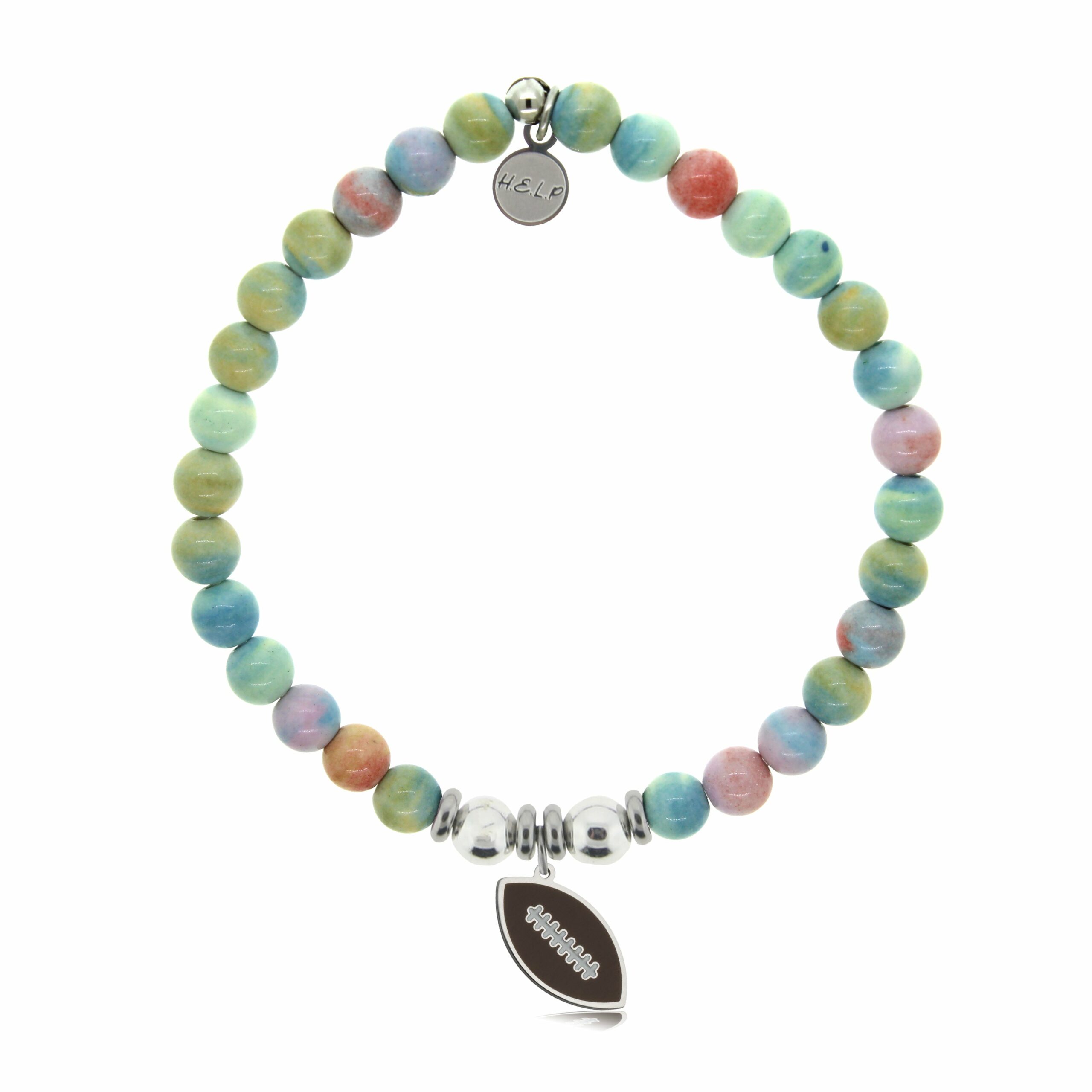 Football Enamel Charm with Pastel Magnesite Charity Bracelet