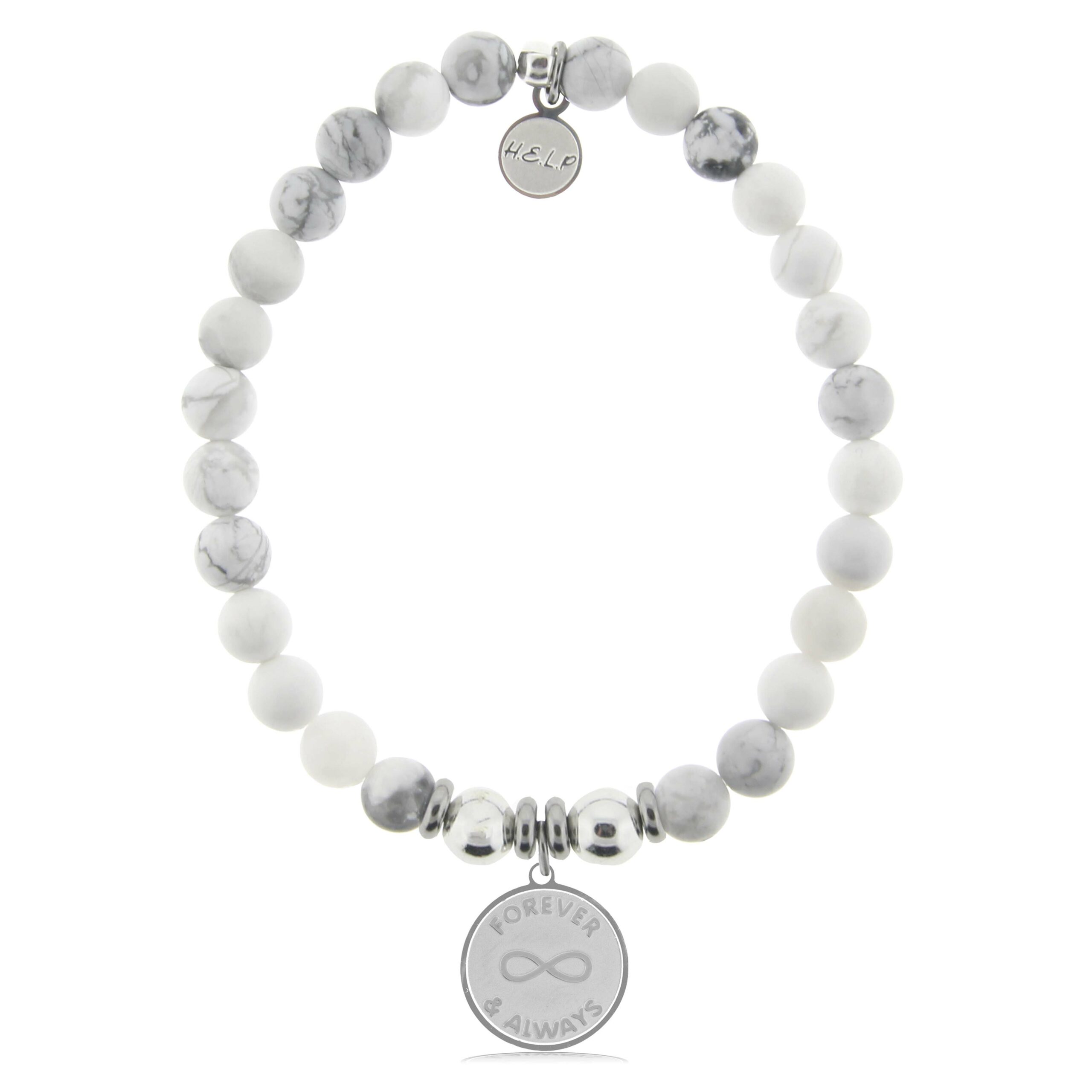 Forever and Always Charm with Howlite Charity Bracelet