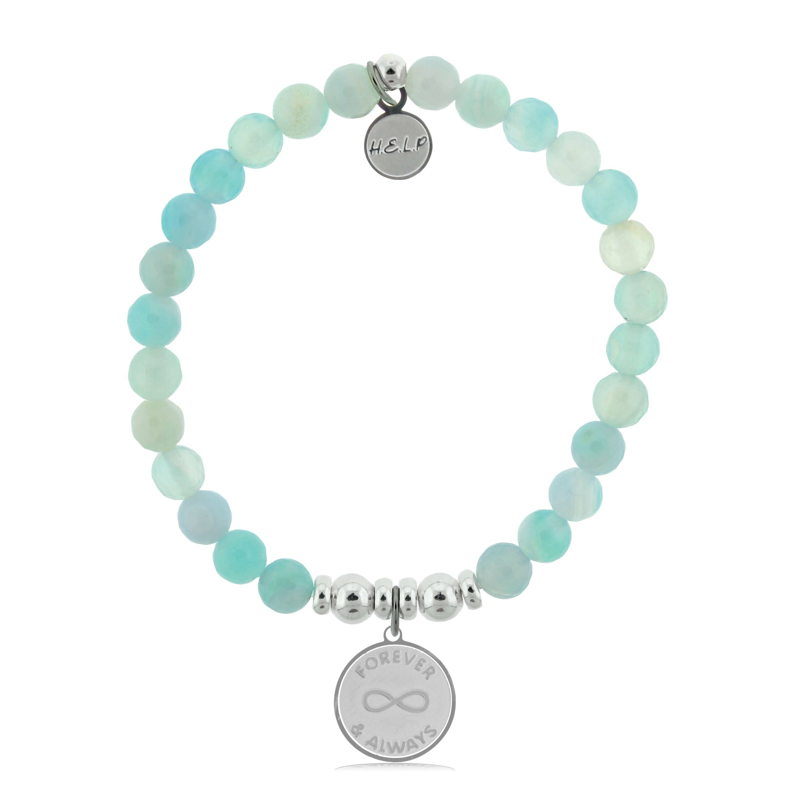 Forever and Always Charm with Light Blue Agate Charity Bracelet