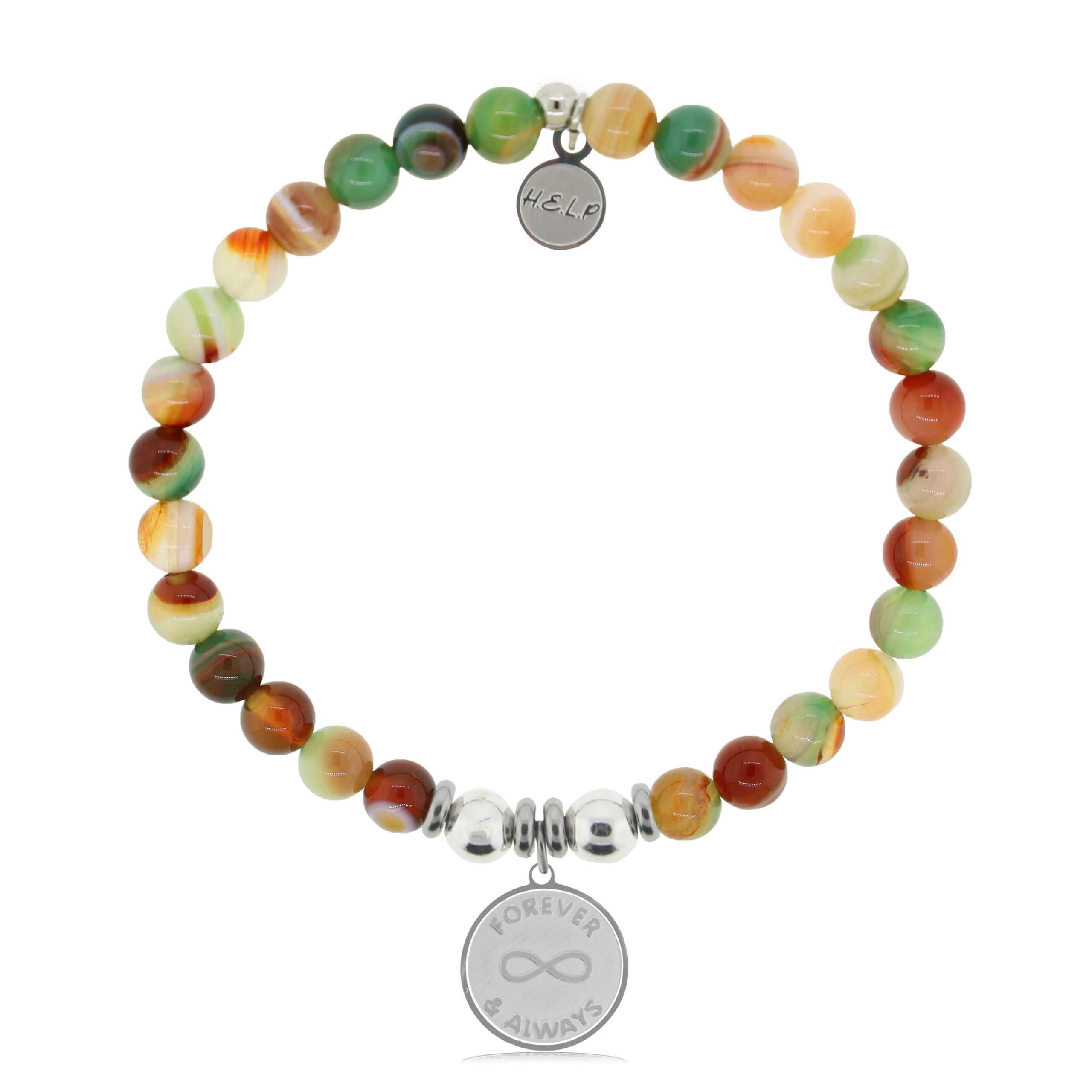 Forever and Always Charm with Multi Agate Charity Bracelet