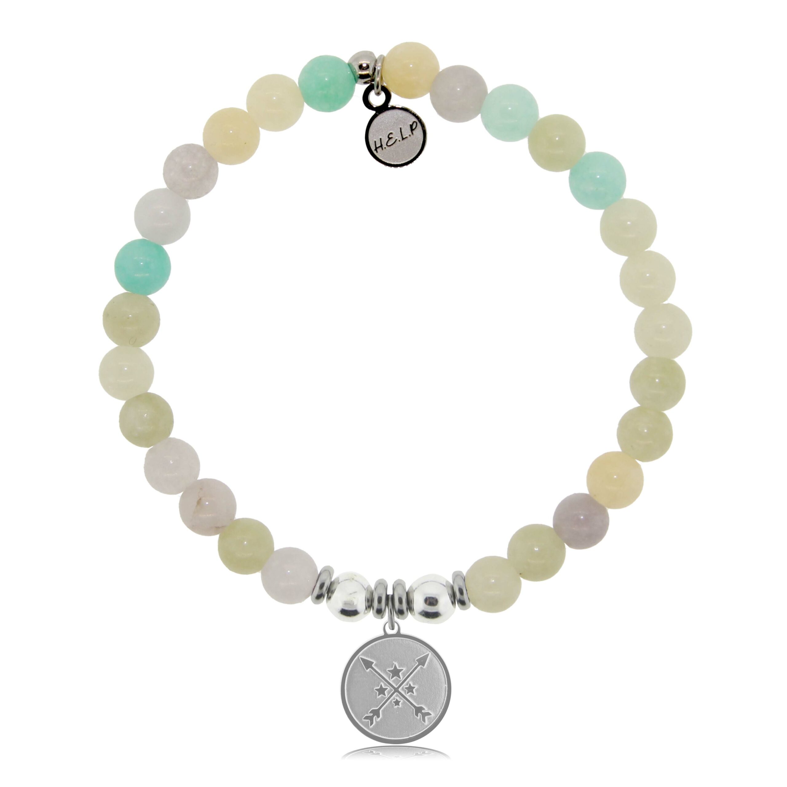 Friendship Arrows Charm with Green Yellow Jade Charity Bracelet