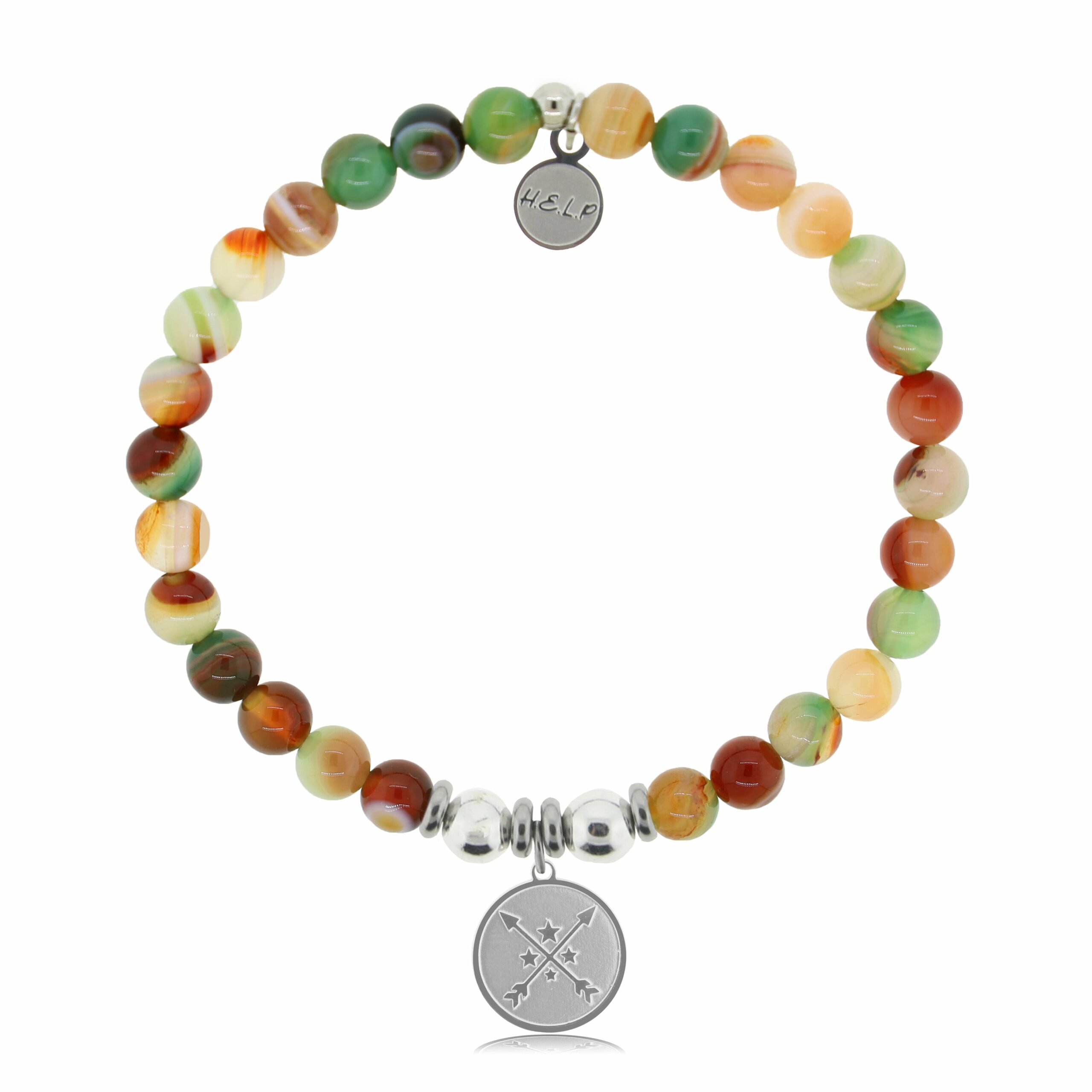 Friendship Arrows Charm with Multi Agate Charity Bracelet