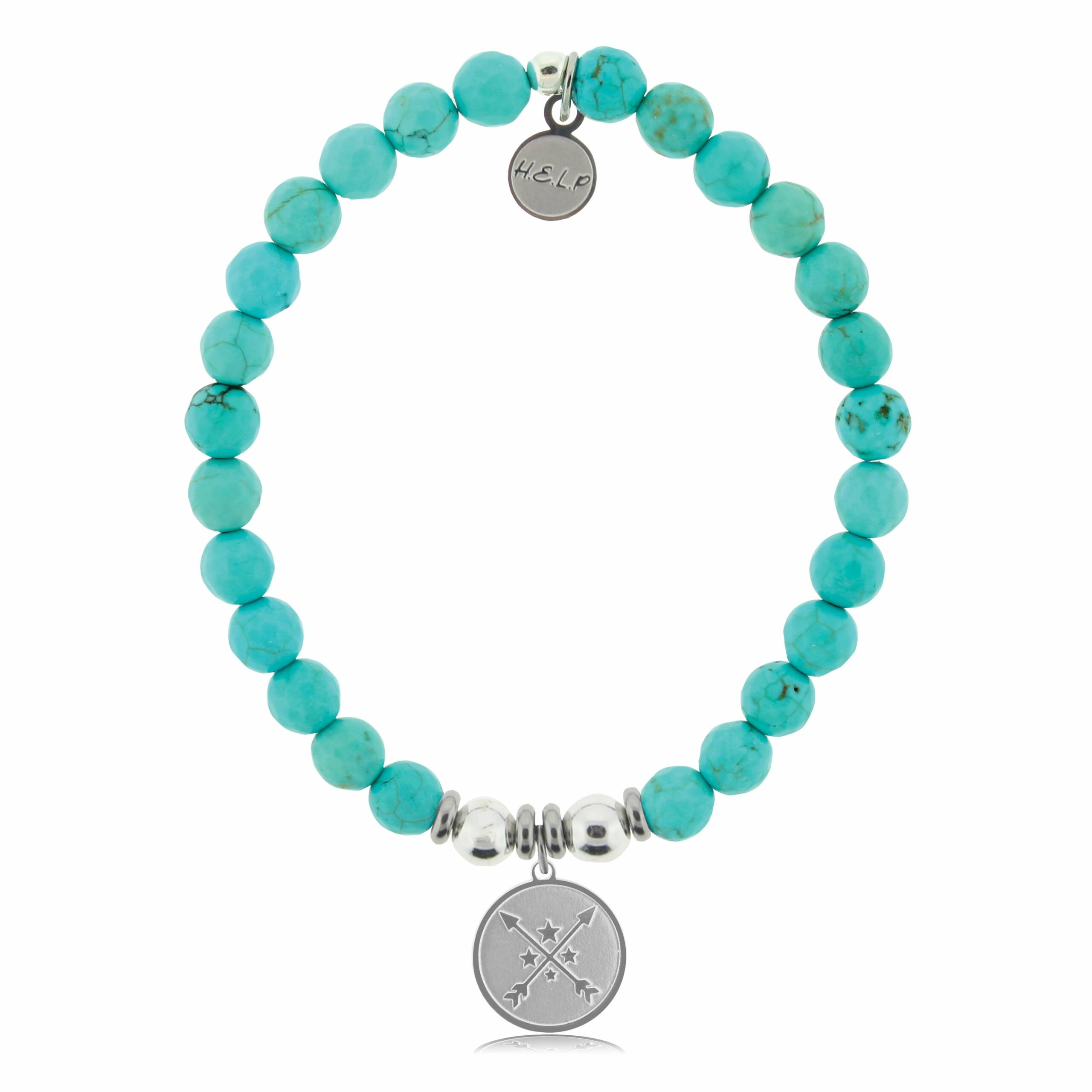 Friendship Arrows Charm with Turquoise Beads Charity Bracelet