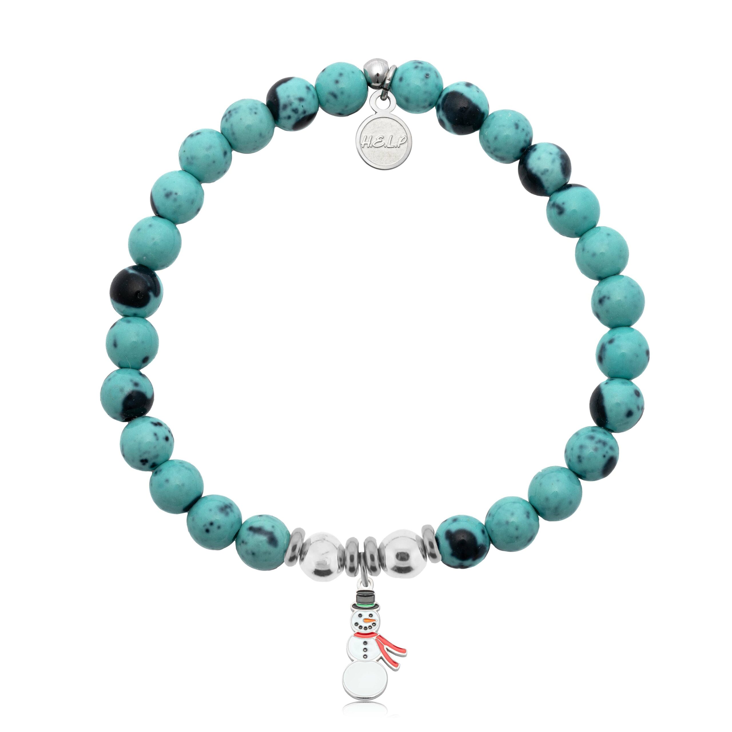 Frosty Charm with Blue Zebra Jade Charity Bracelet