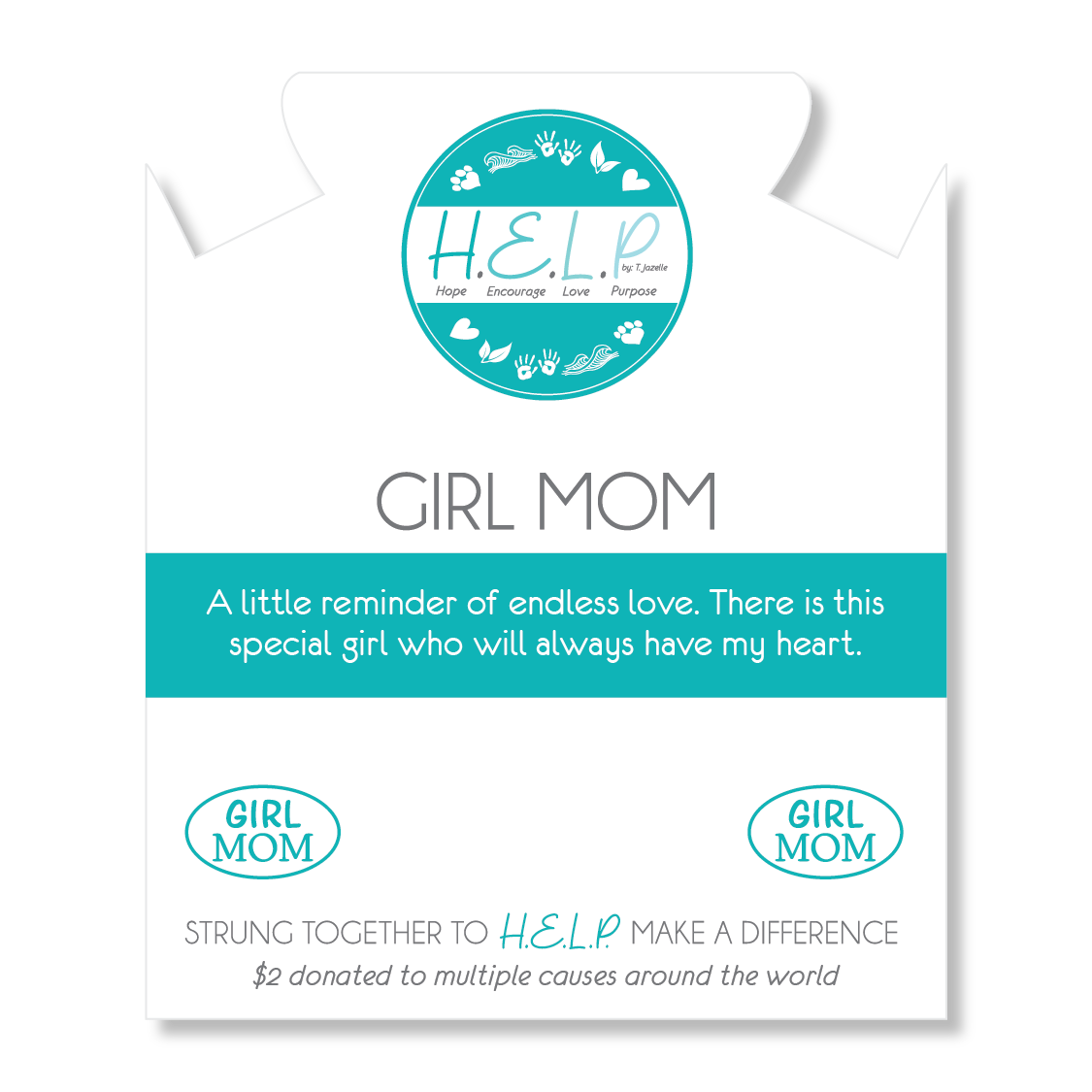 Girl Mom Charm with Baby Blue Quartz Charity Bracelet