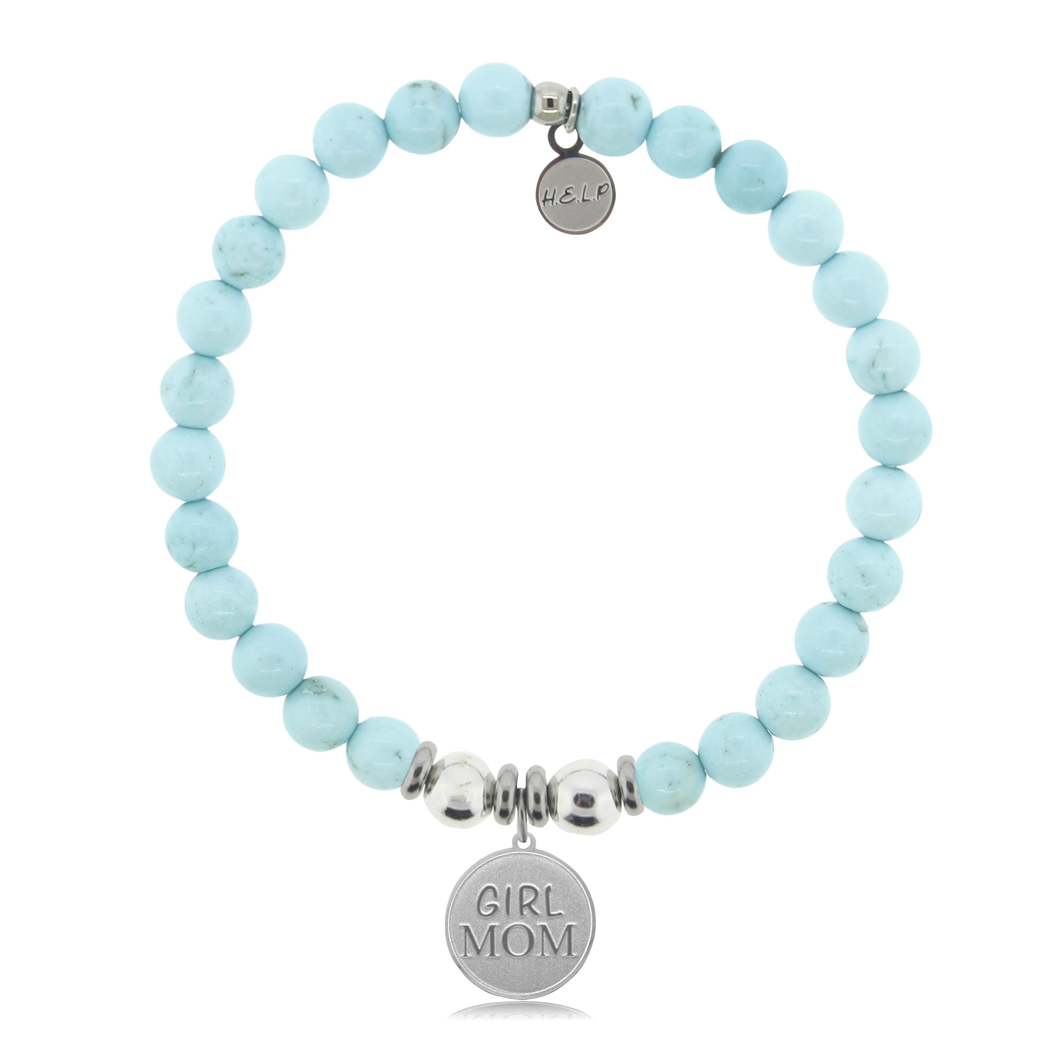 Girl Mom Charm with Larimar Magnesite Charity Bracelet