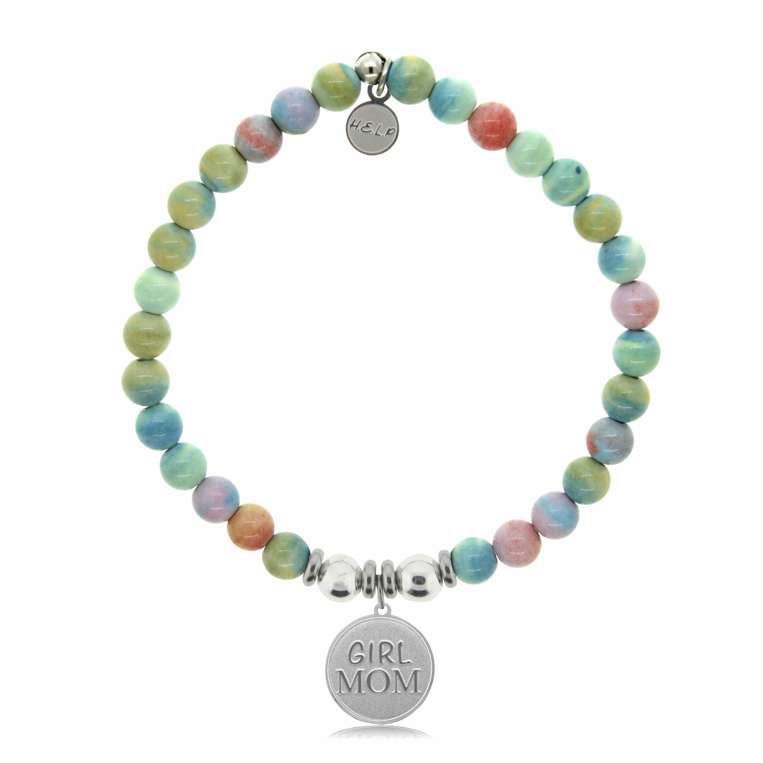 Girl Mom Charm with Pastel Magnesite Charity Bracelet