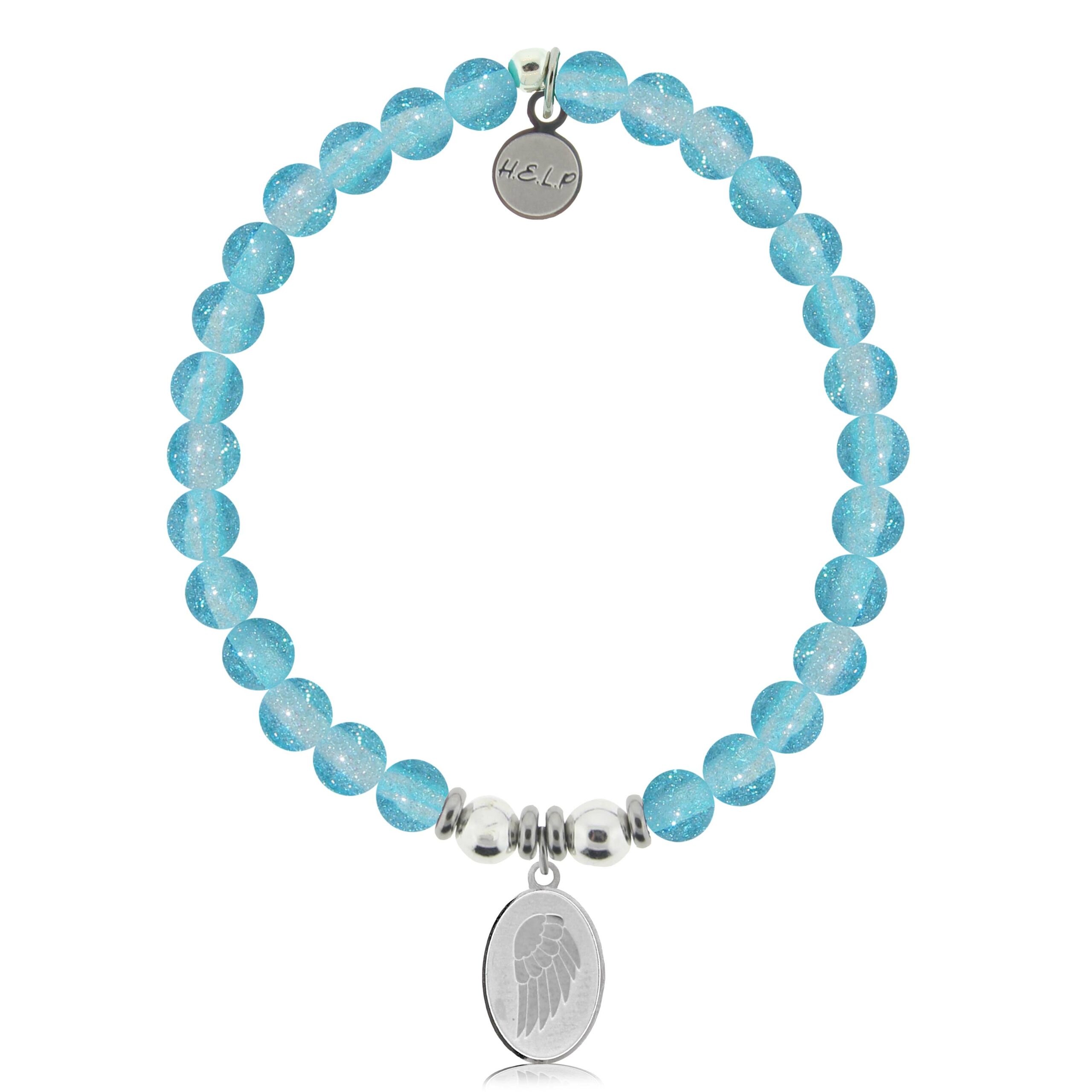 Guardian Charm with Blue Glass Shimmer Charity Bracelet