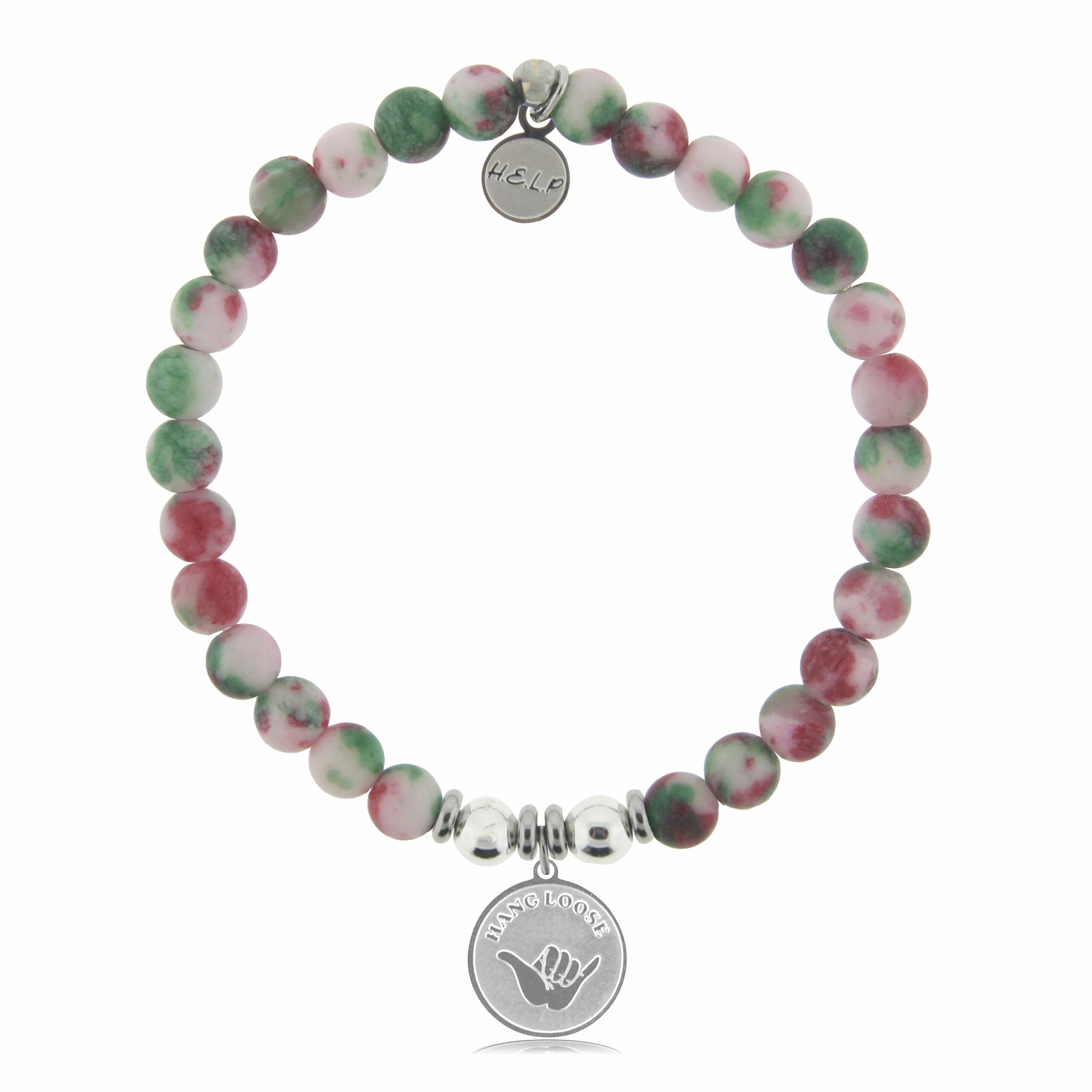 Hang Loose Charm with Holiday Jade Beads Charity Bracelet